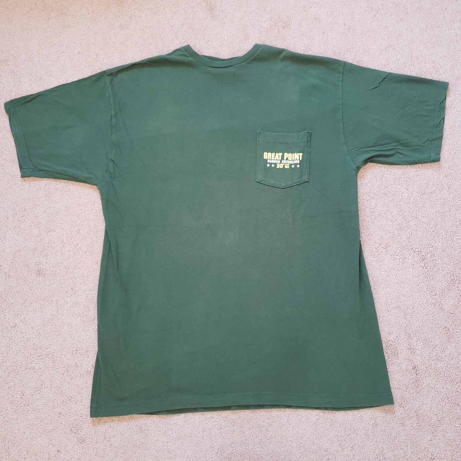 Vintage 90s Nautica Great Point Flag Size XL USA Made Mens Green 2 Sided T-Shirt