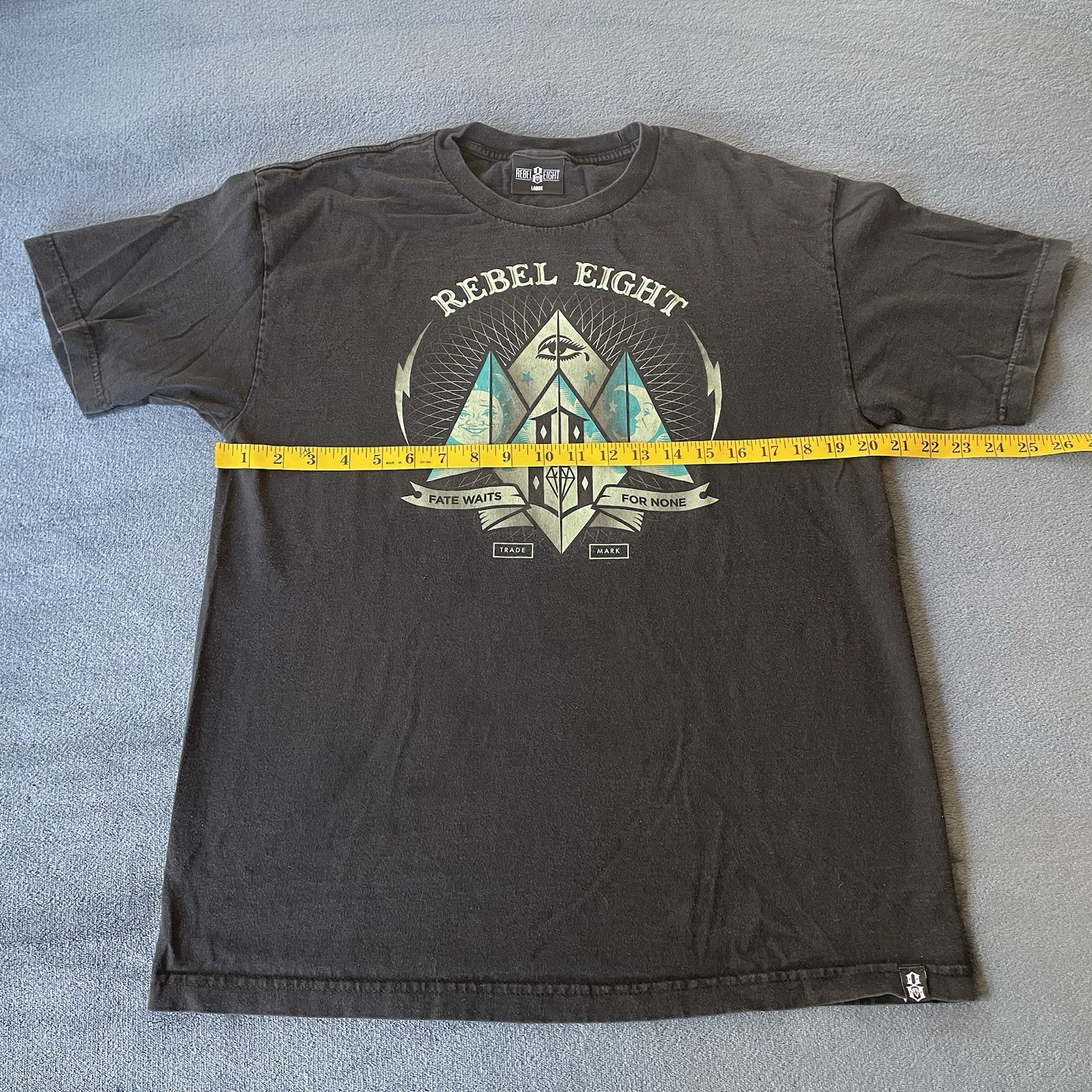 Rebel Eight Fate Waits For None Short Sleeve Black Logo T-Shirt Large