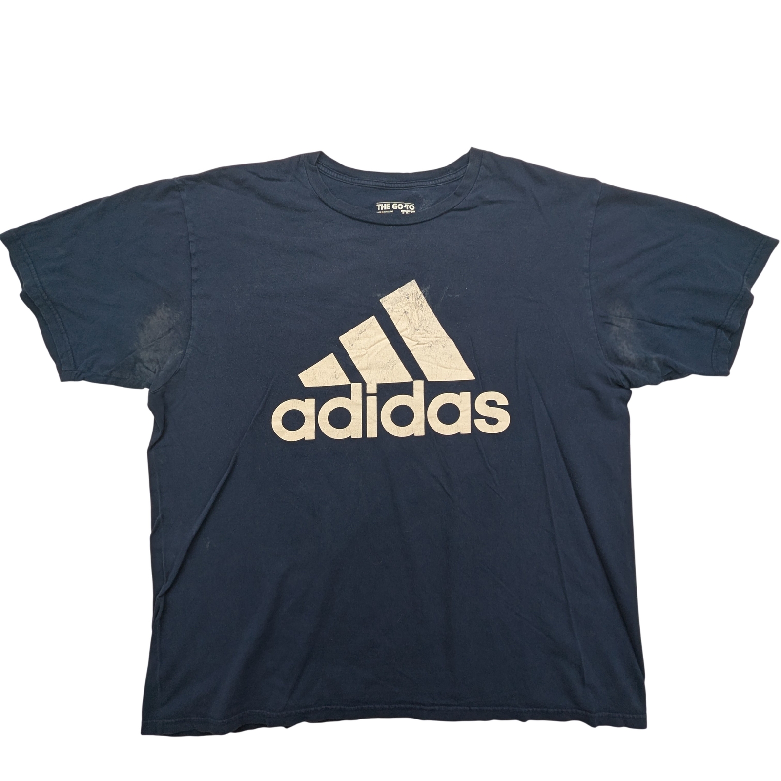 Adidas Shirt Mens XL The Go-To Tee Logo Graphic Crewneck Blue Athletic Casual
