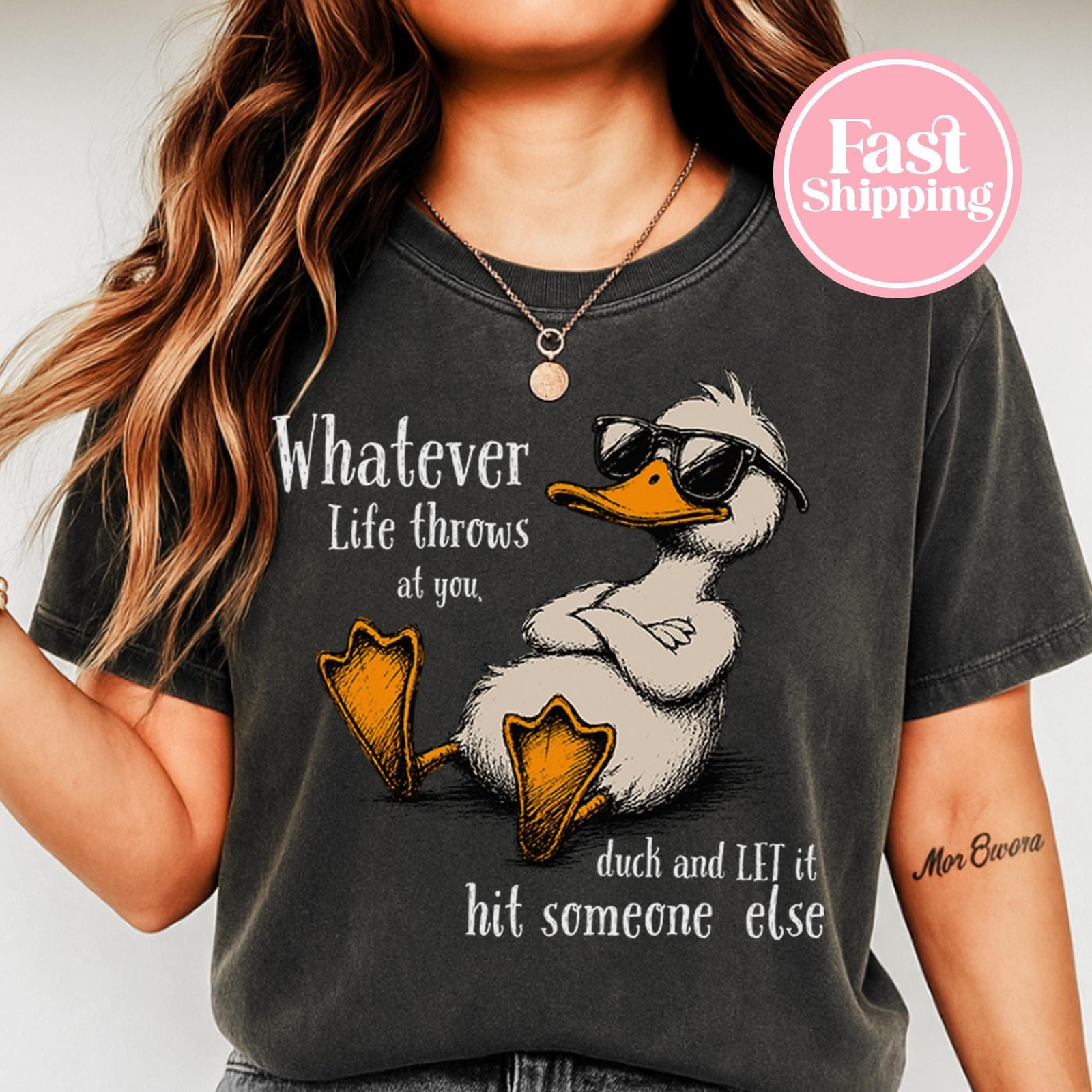 Funny Duck Sarcasm Vintage Retro Shirt Whatever Life Throws Sarcastic Gift Tee
