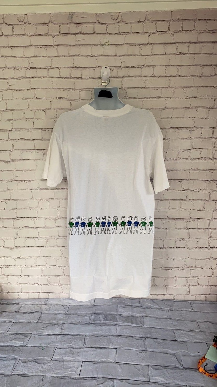 Vintage DOUBLE TROUBLE DATE PARTY white short tee sleeve ’91 unisex size XL