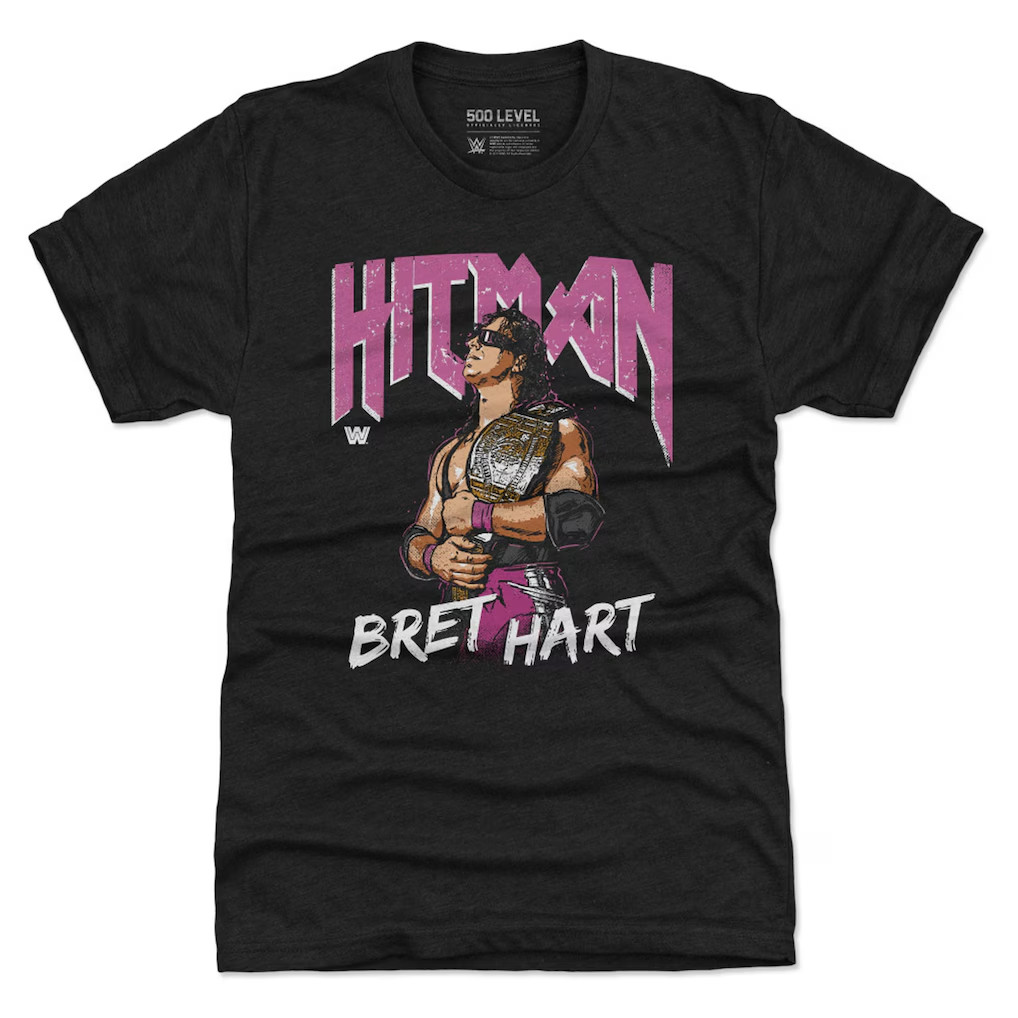 Bret Hart Hitman Tri Blend Premium Graphic Wrestling T-Shirt 500 Level Tee