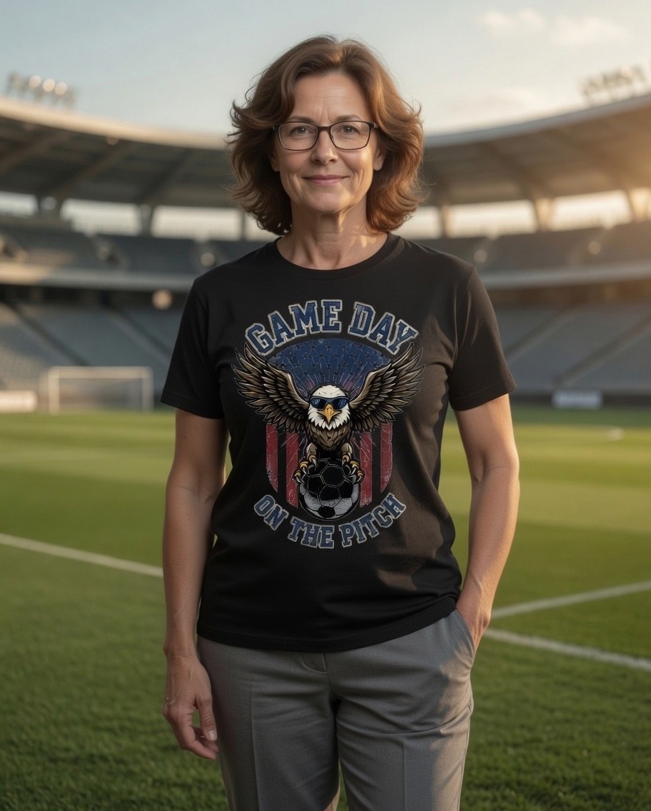 Game Day on the Pitch Women Soccer Shirt USA Eagle Patriotic Fan Tee Gift Her