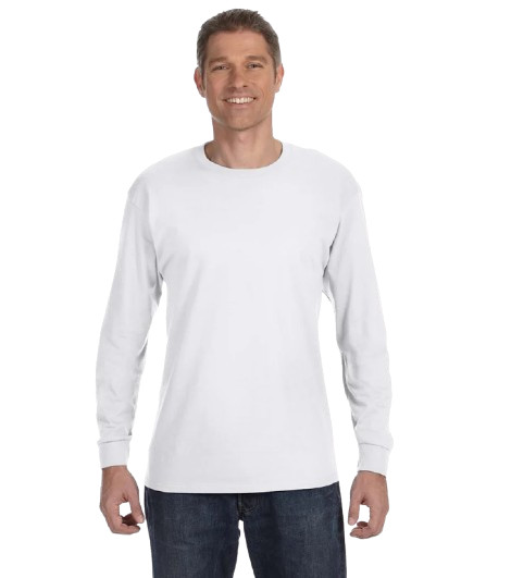 Gildan G540 Mens Heavy Cotton Preshrunk Crew Neck Long Sleeve T-Shirt 3 PK White