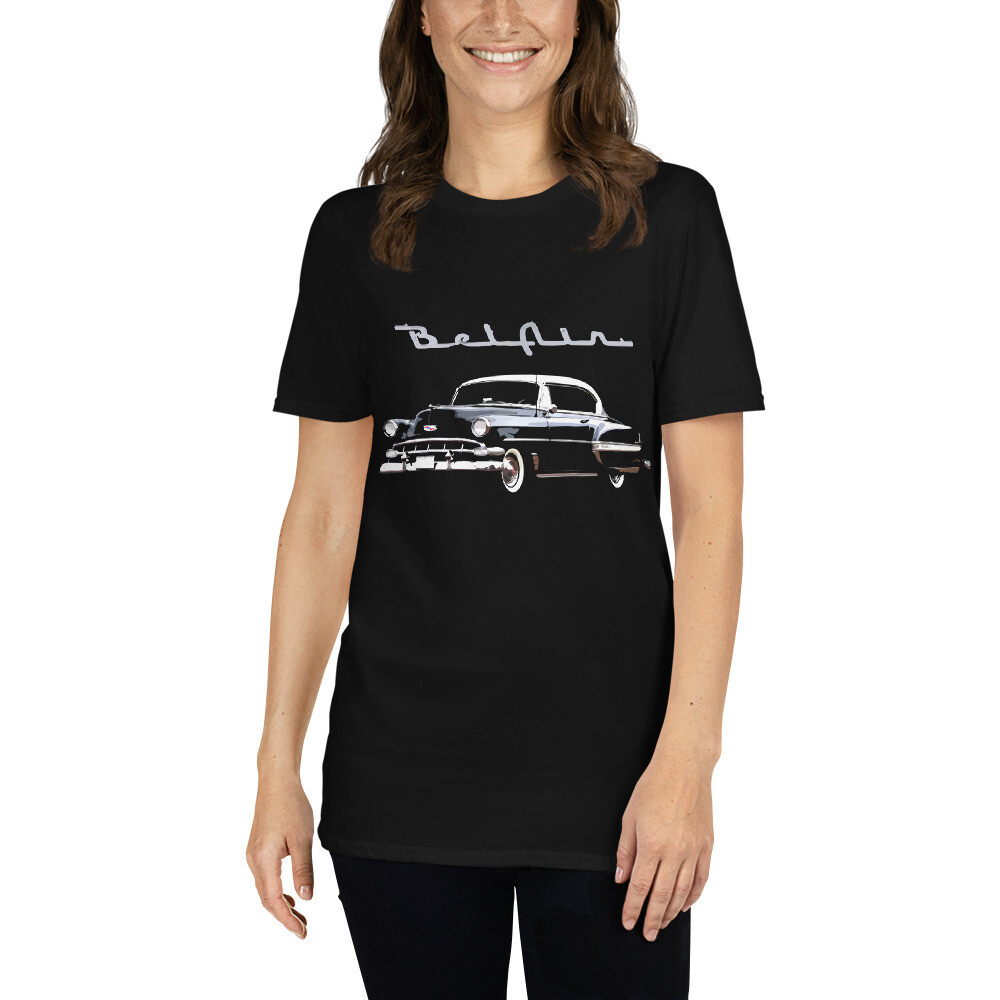 1954 Chevy Bel Air Black Antique Car Collector Cars Short-Sleeve Unisex T-Shirt