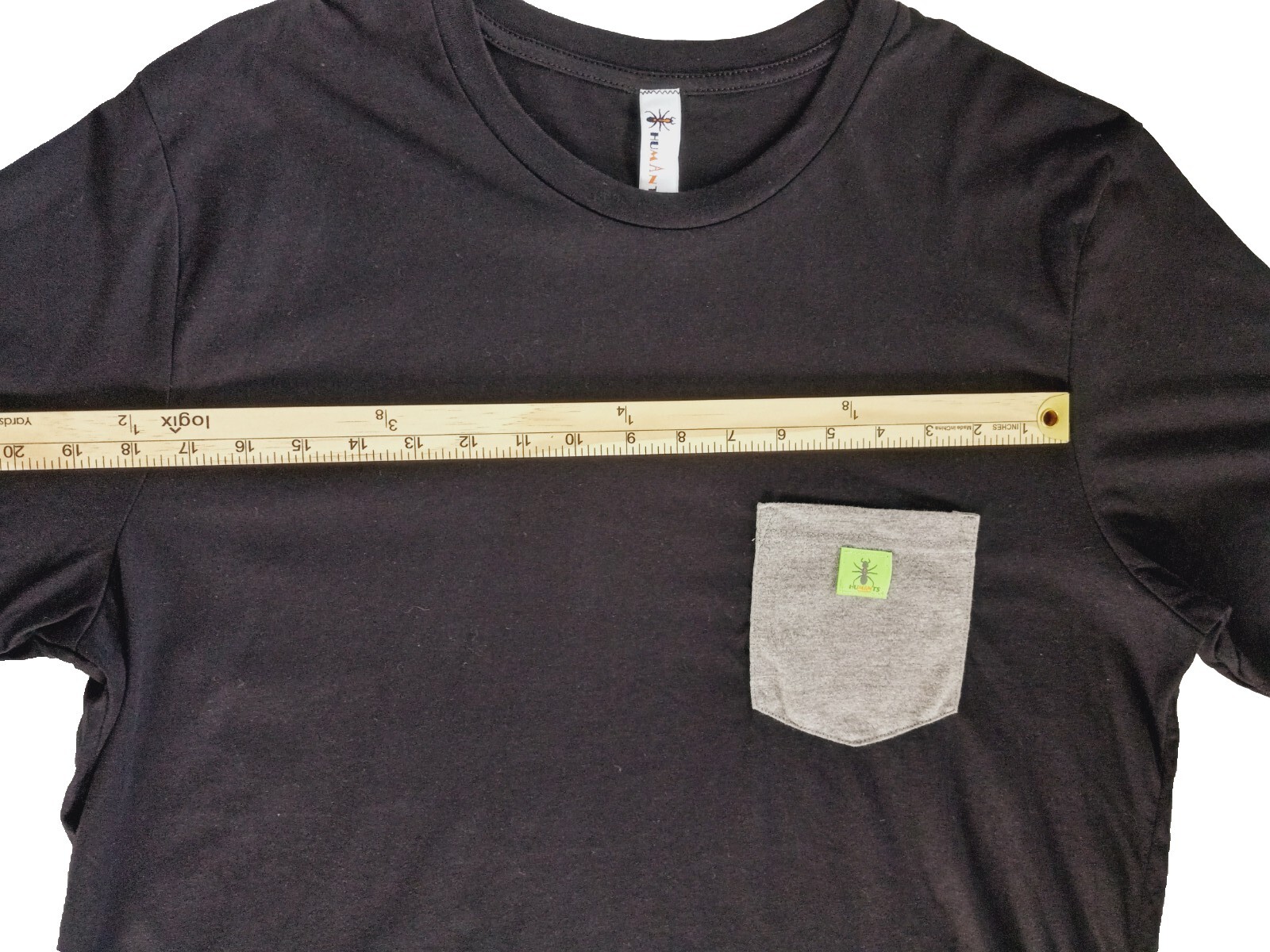 Humants Men’s Large Workwear Jersey Pocket Tee Dark Black Gray heather Cotton