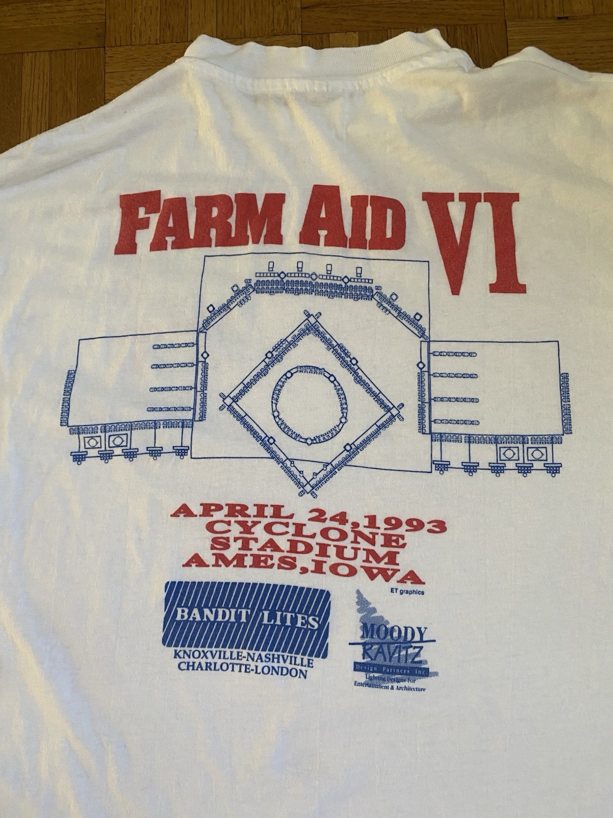 Rare Vintage 1993 Single Stitch Farm Aid VI Iowa Willie Nelson Staff Shirt XL