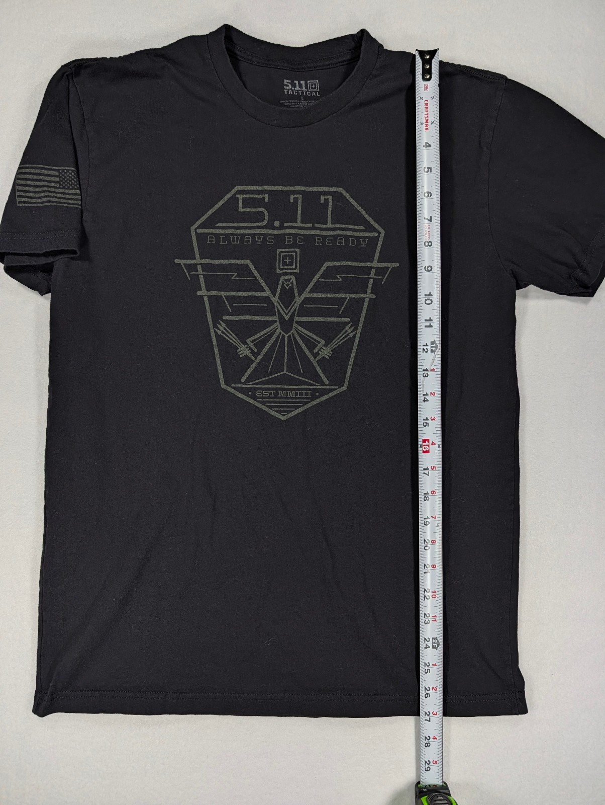 5.11 Tactical T Shirt Mens Large Black Graphic Short Sleeve 100% Cotton