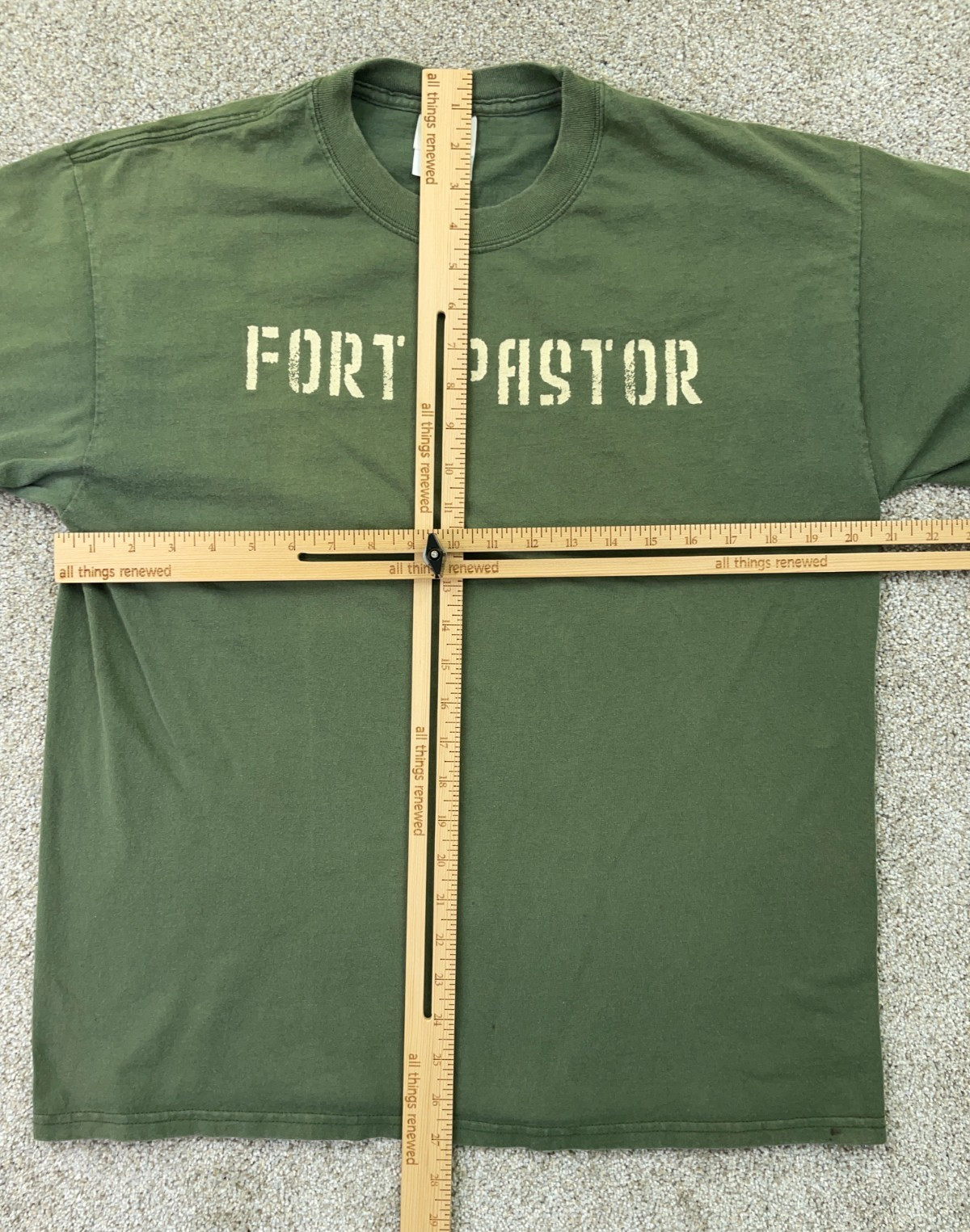 Fort Pastor Shirt Men’s Large OD Green Social Justice Army Military Short Sleeve
