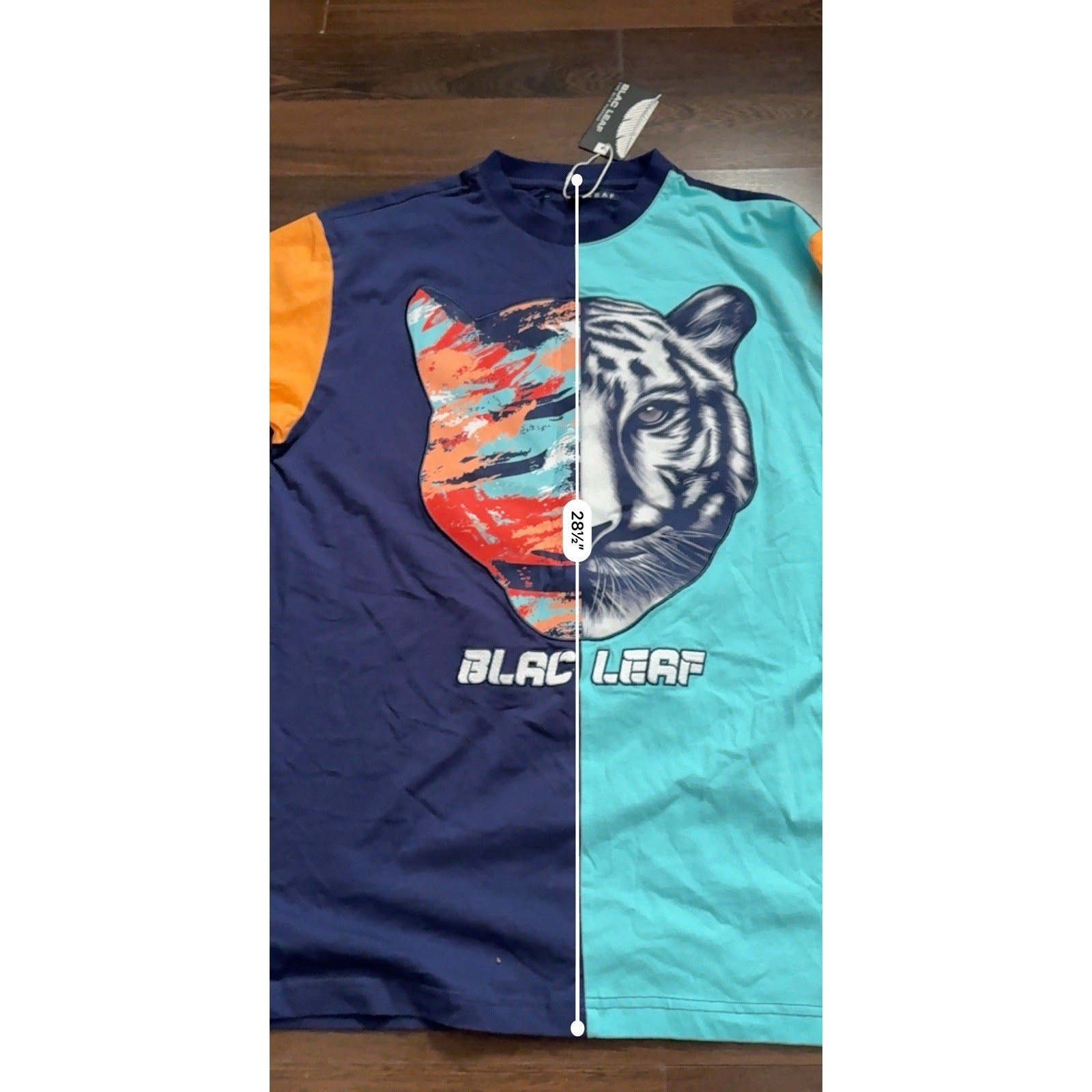 BLACK LEAF SPLIT TIGER SHIRT MENS SZ LARGE MULTI-COLOR