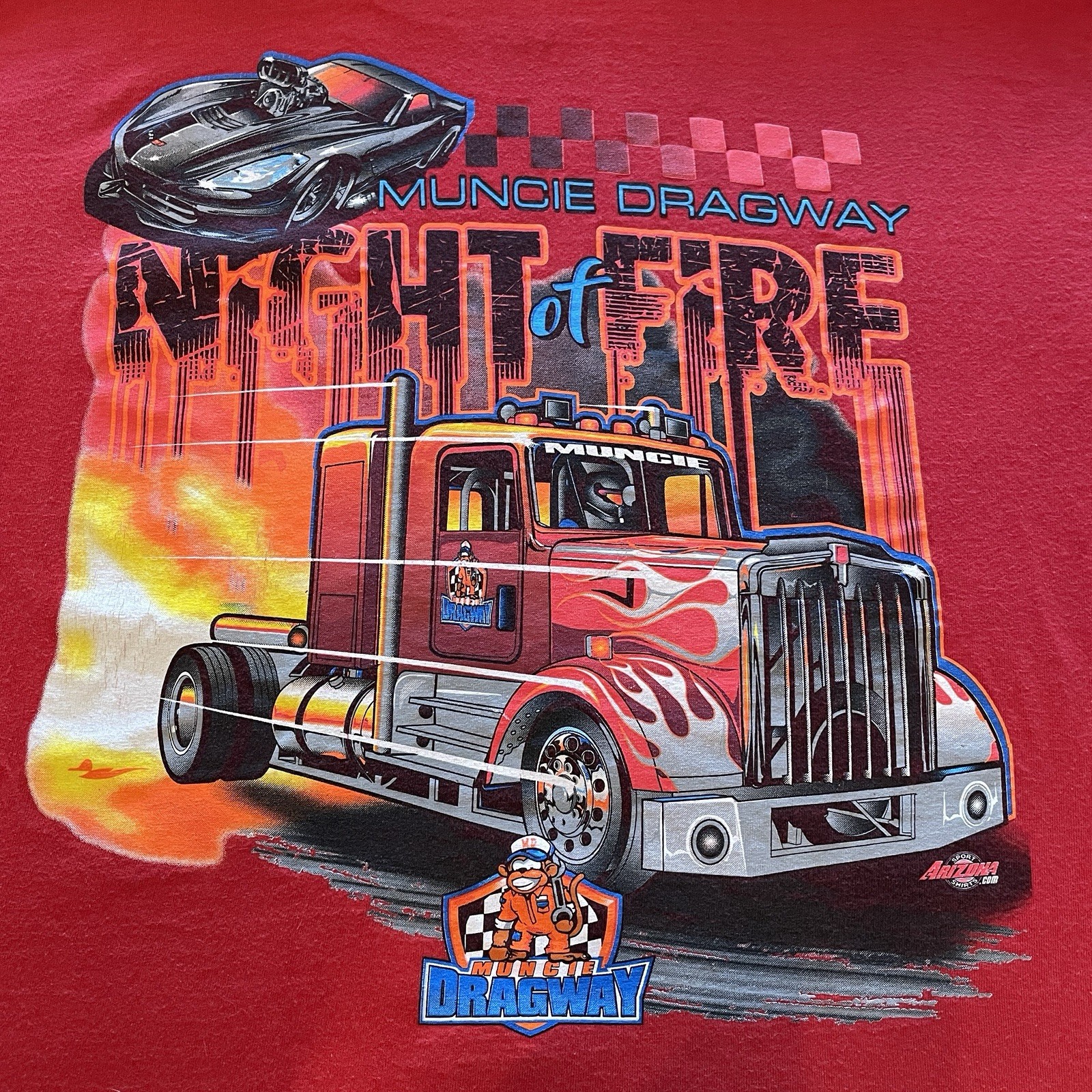 Vintage Drag Racing T-Shirt Mens Large Semi Art Motorsports Hot Rods Muscle Cars