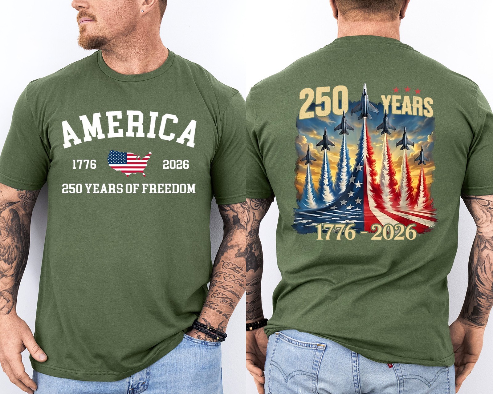 250 Years America Anniversary Fighter Jets 250th Birthday We The People 2 Sided