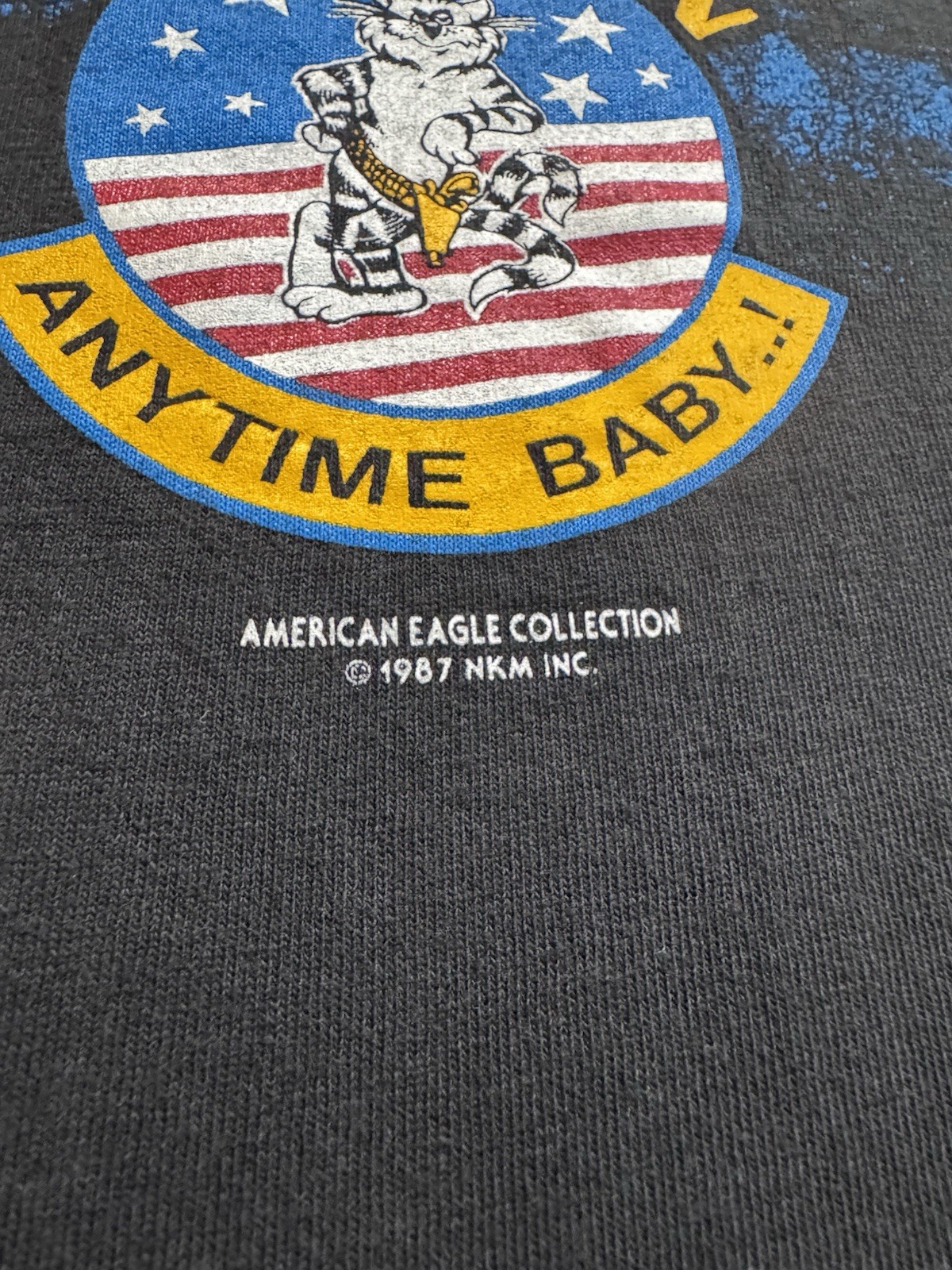 VTG F-14 Tomcat T-shirt Sz XL Black Top Gun Fighter Jet Made In USA 1987 Eagle