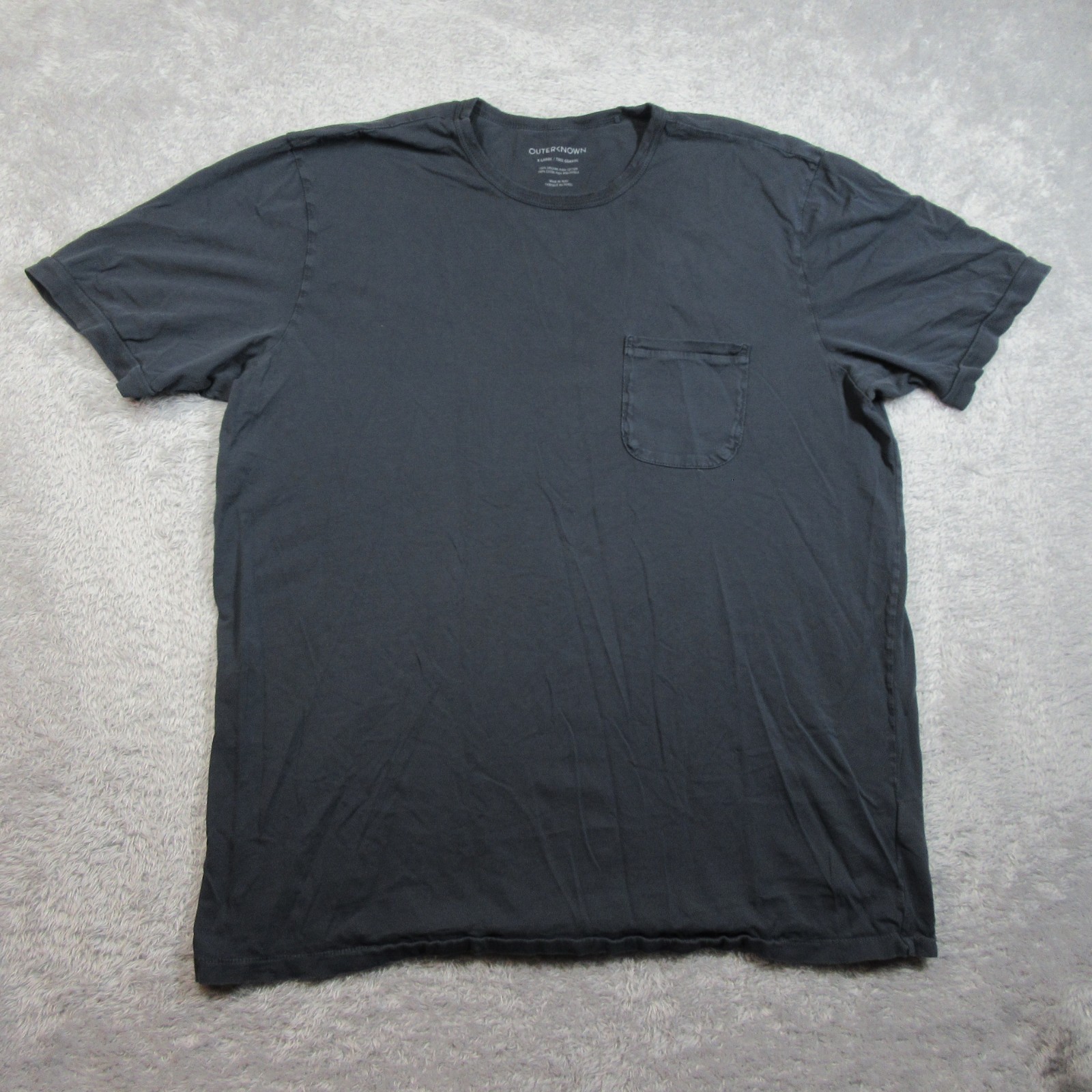 Outerknown Shirt Mens XL Black Pocket Tee Organic Pima Cotton Short Sleeve Crew