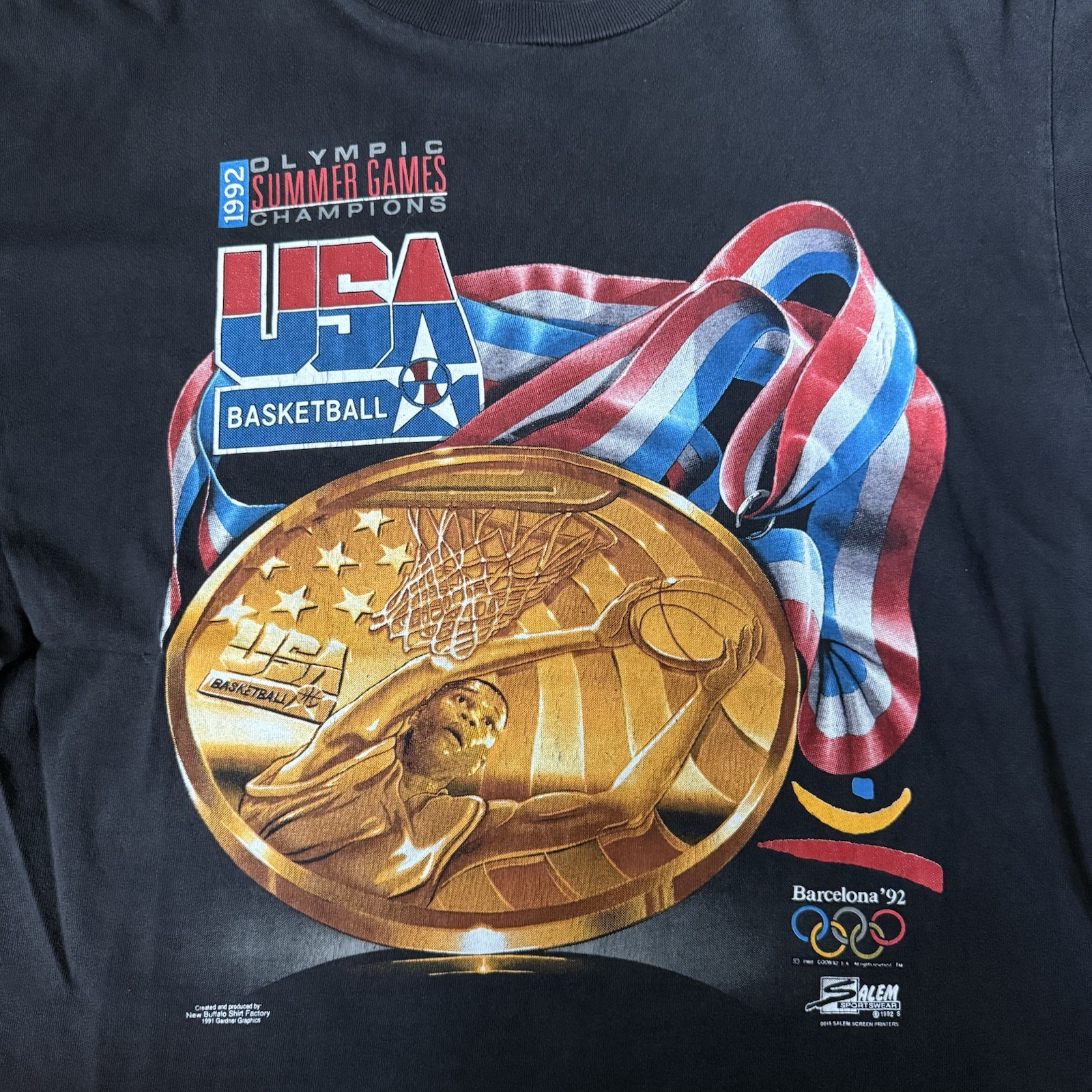 Vintage 1992 Barcelona Olympics USA Basketball Tshirt Single Stitch Size Large