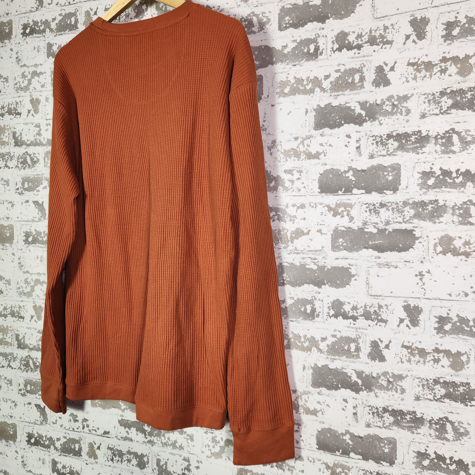 Pressbox Texas Longhorns Thermal Shirt Men’s Large Burnt Orange Waffle Knit