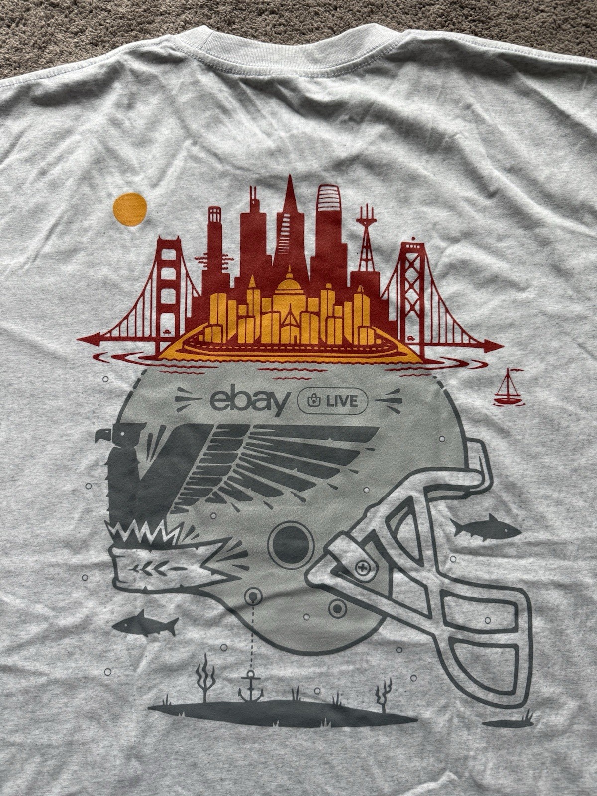 eBay Live Super Bowl LX San Francisco Gray Logo T-Shirt Adult Large – New