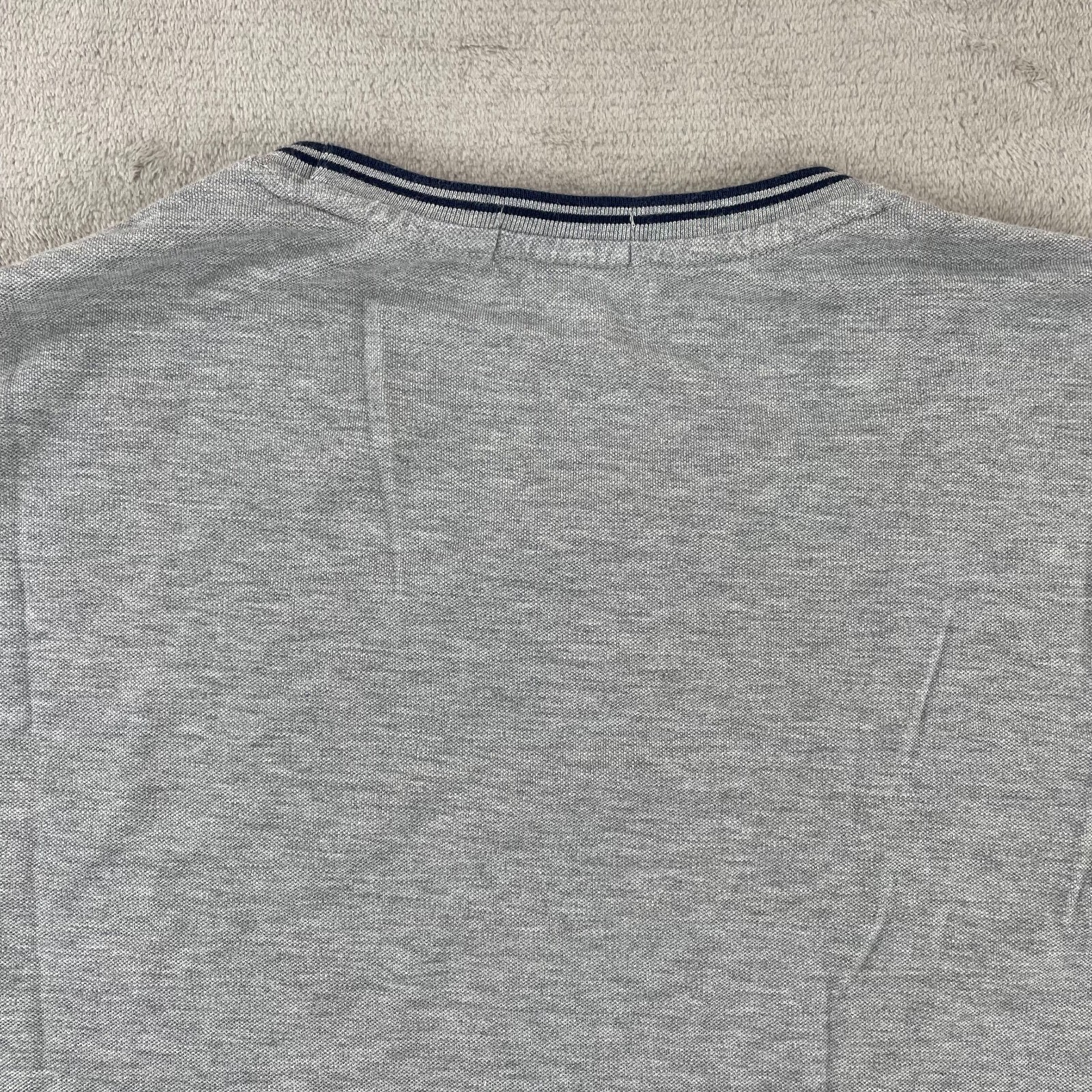 Polo Ralph Lauren T Shirt Men XL Grey Contrast Collar Short Sleeve Blue Pony