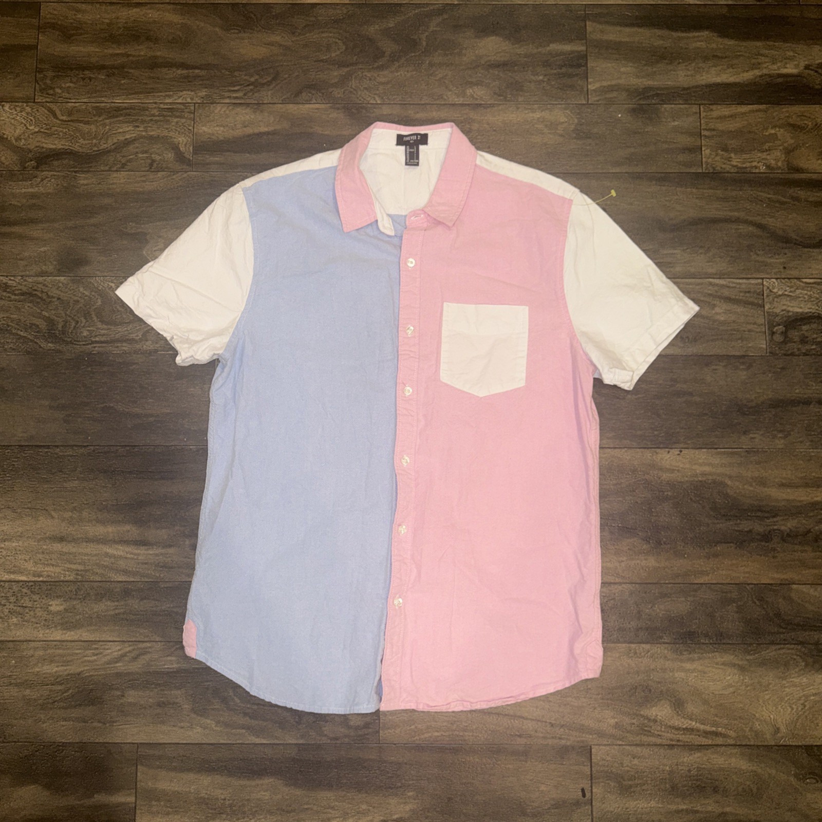 Forever 21 Multi Color Button-Up Short Sleeve Polo Shirt Outdoor Men’s Size L