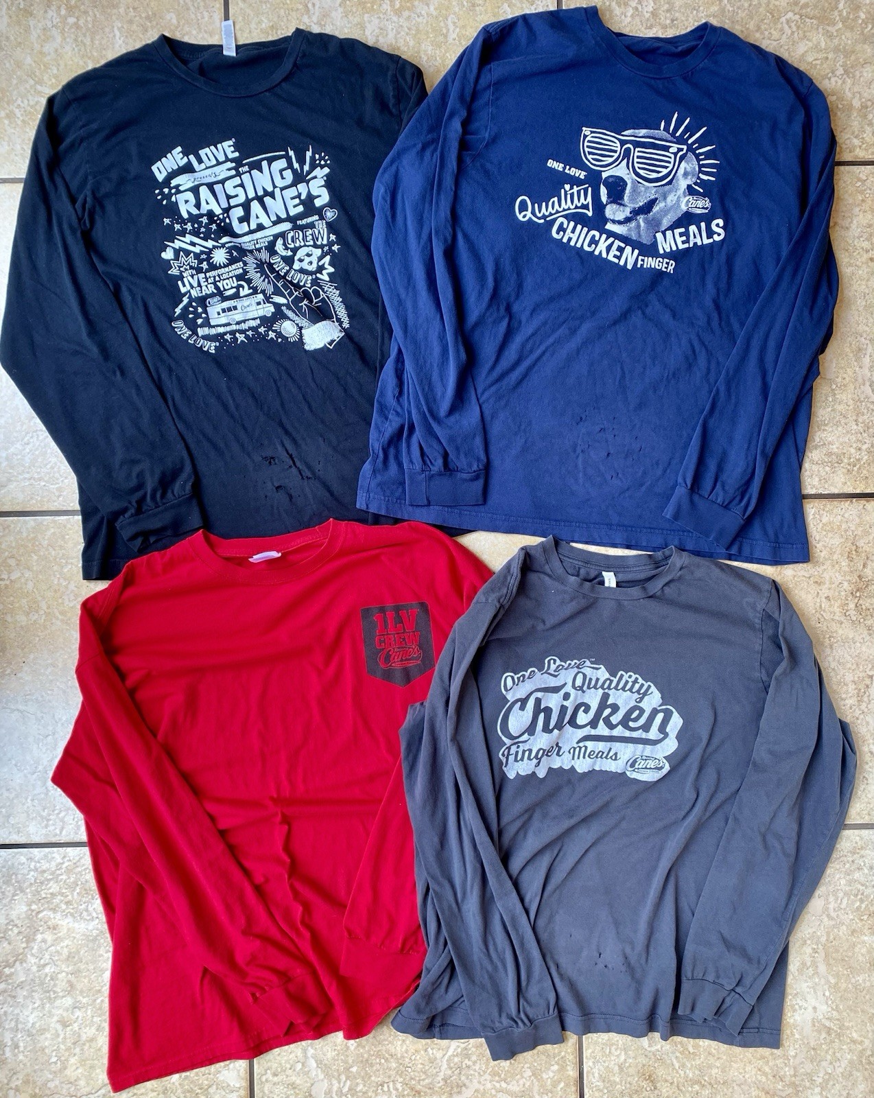 20 Raising Cane’s Chicken Crew Employee Shirts POST MALONE ONE LOVE 1LV WOOF