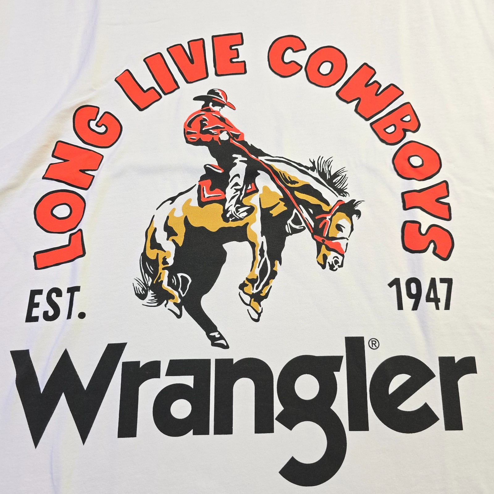 Wrangler Cowboys Shirt Men XL White Cowboy Horse Classic Western Casual Logo NWT