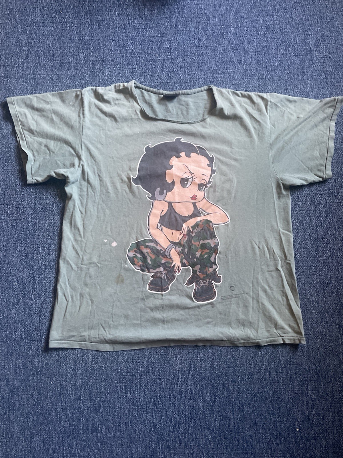 1997 Vintage Betty Boop Army Tough Chick Girls Rule Round Neck T-shirt One Size