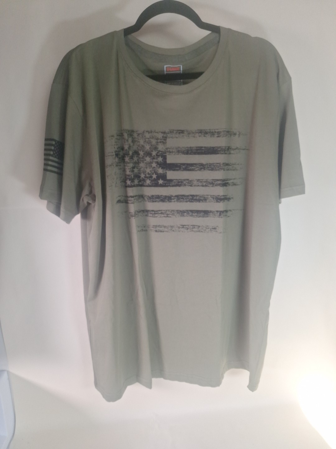 USA Distressed Flag Men’s T Shirt Patriotic American Tee XL New Army Green