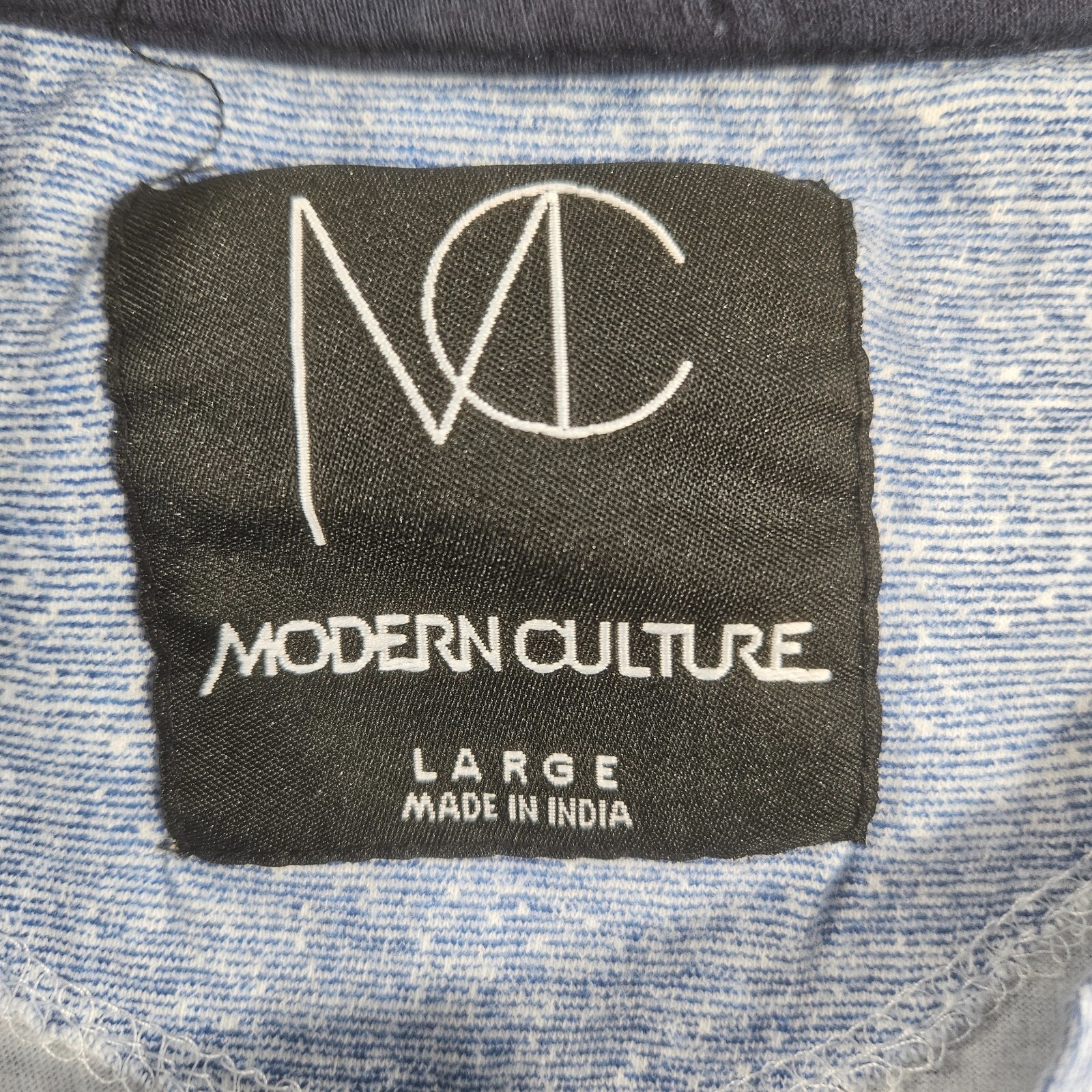 MODERN CULTURE T Shirt Mens Large Blue Black Outline Crew Neck Basic Classic