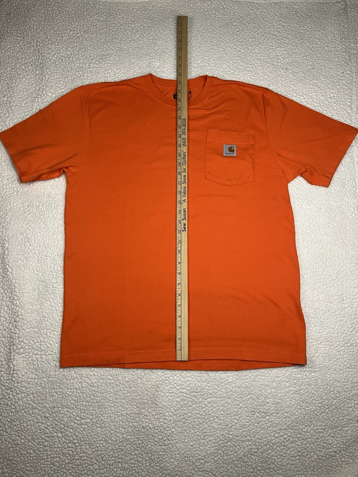 Carhartt K87 Loose Fit Pocket Logo Orange Crew Neck T-Shirt Men’s M