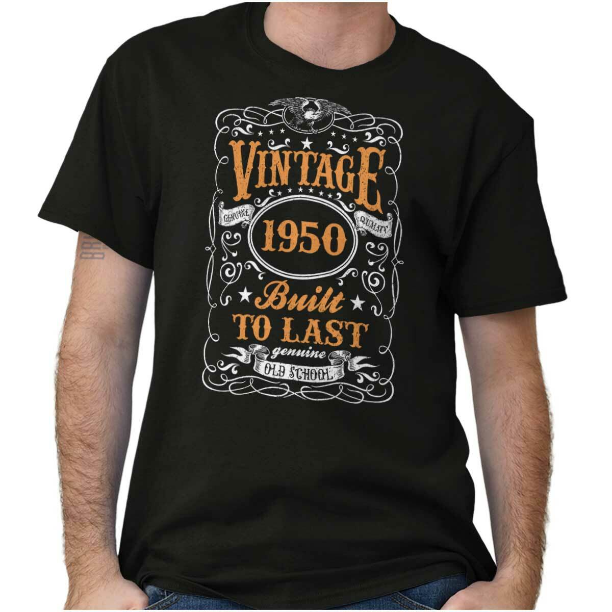 Built To Last Whiskey Retro Birthday Gift Womens or Mens Crewneck T Shirt Tee