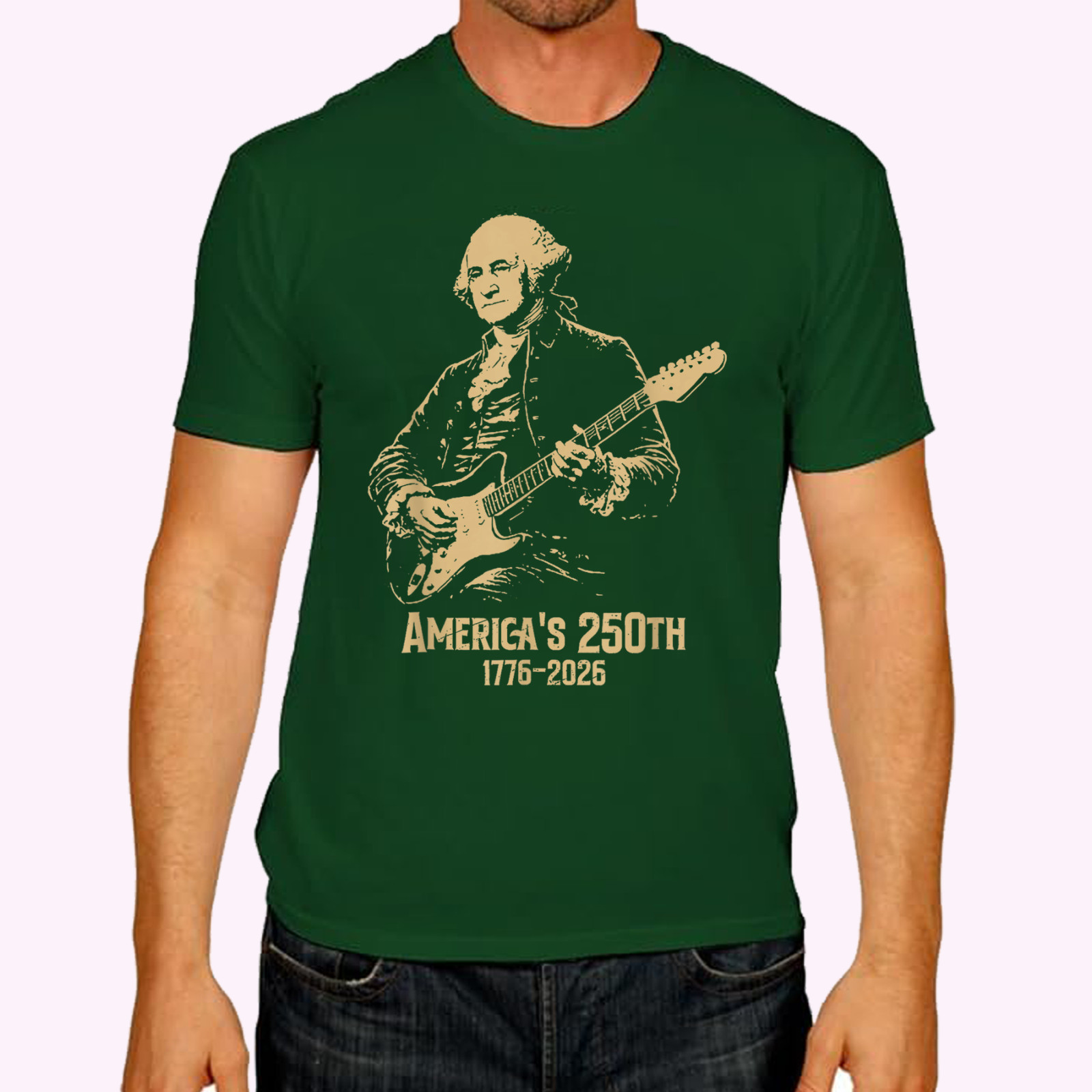 George Washington Playing Guitar 4th July 250th Anniversary T-Shirt