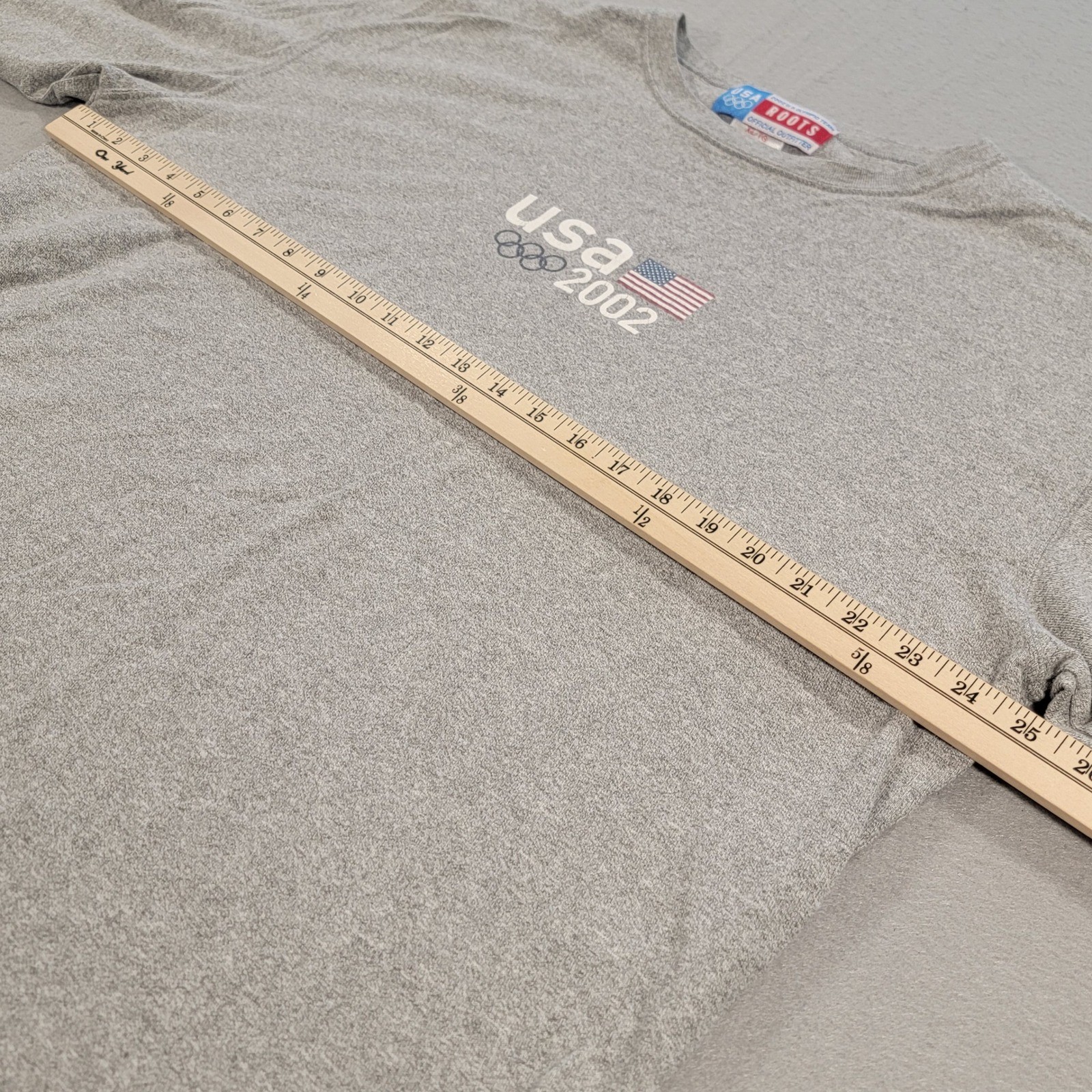 Vintage Roots USA Olympic Team 2002 T Shirt Gray Logo Graphic Cut Sleeve Mens XL