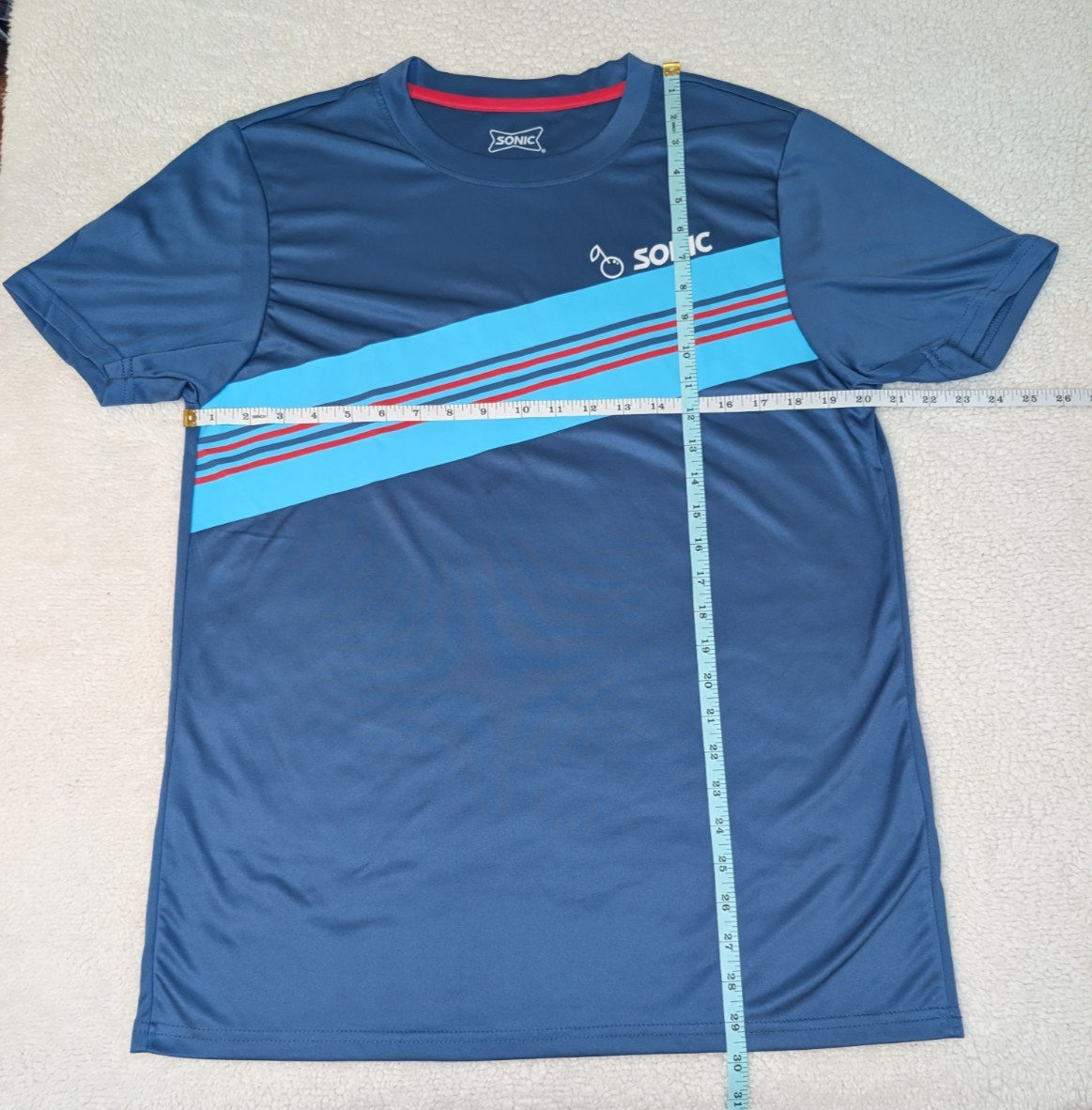 SONIC DRIVE-IN Short Sleeve Uniform Employee Shirt M Cherry Logo Blue