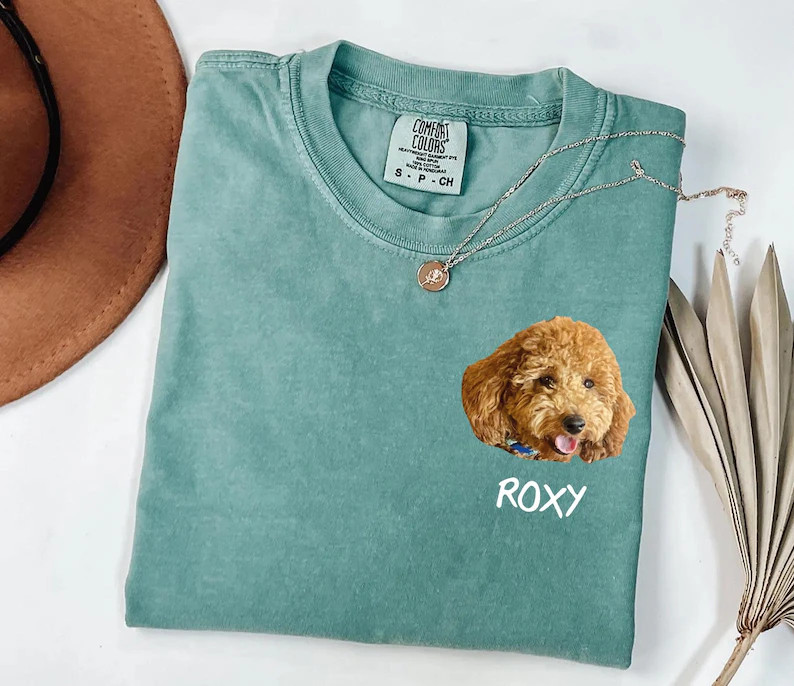 Custom Pet Portrait Comfort Tee Personalized Dog Cat Photo Shirt Gift