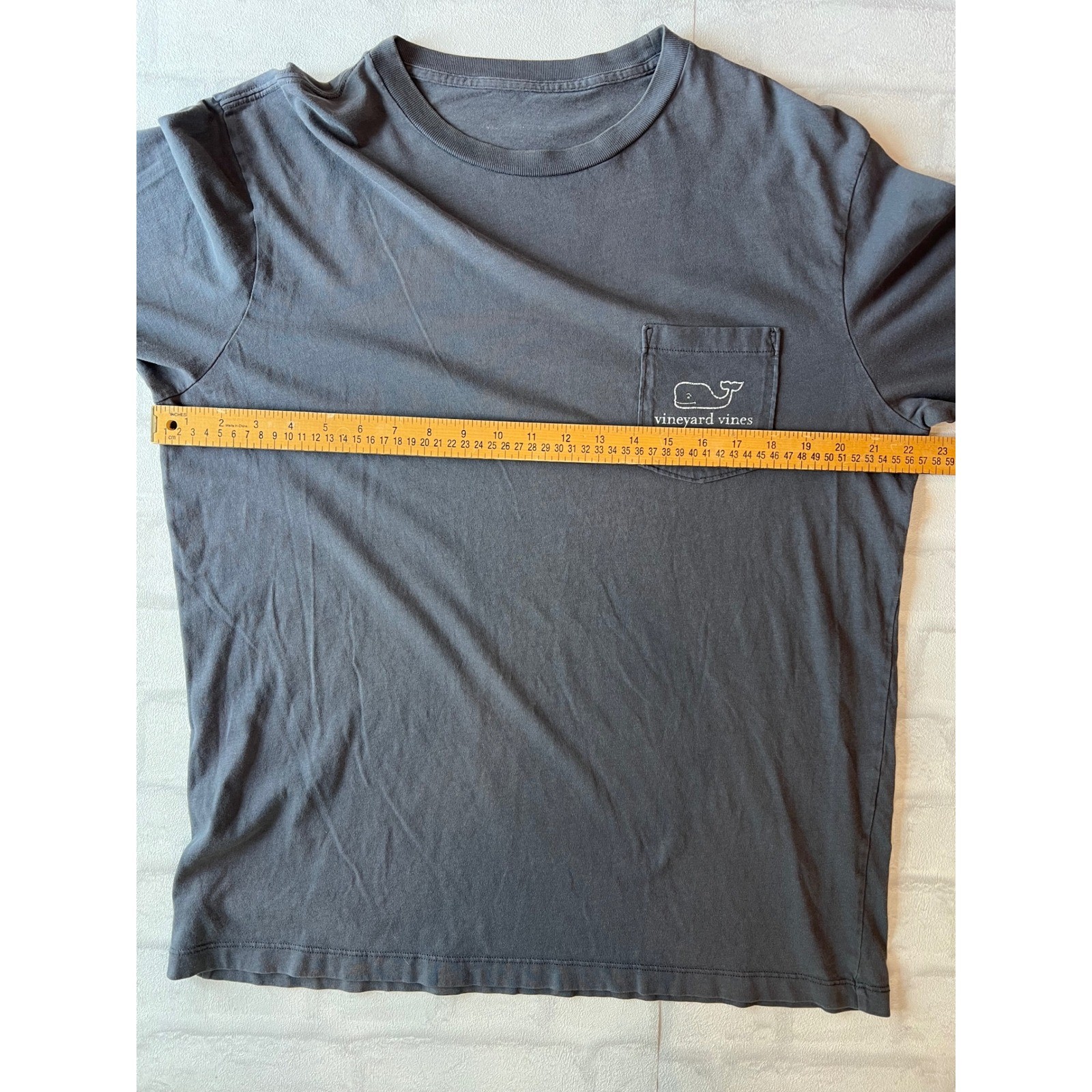 Vineyard Vines Mens Long Sleeve Pocket T-Shirt Gray Graphic Cotton XL fisherman