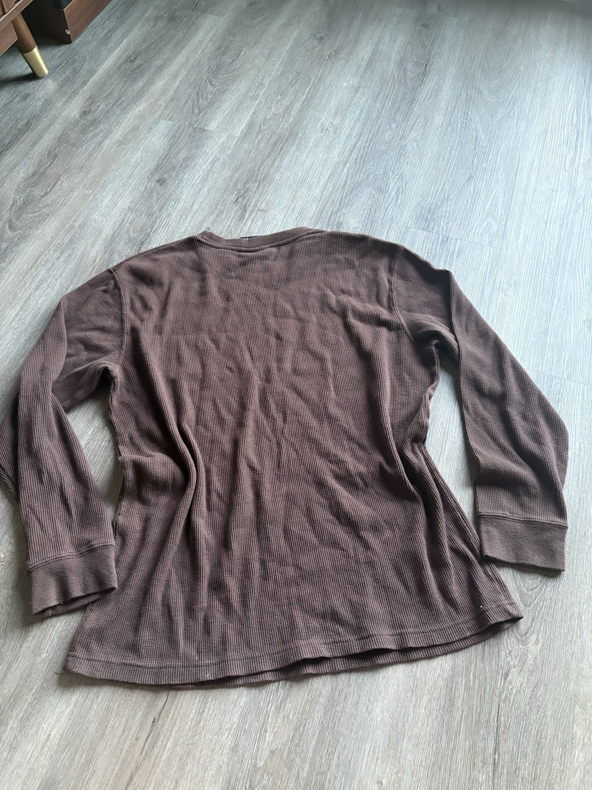 southpole brown waffle knit thermal long sleeve shirt size men’s xl