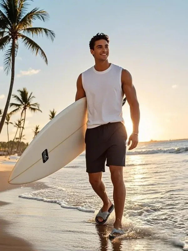 Men’s Tank Tops Sleeveless Quick Dry Polyester Solid Color Summer Beach Sports