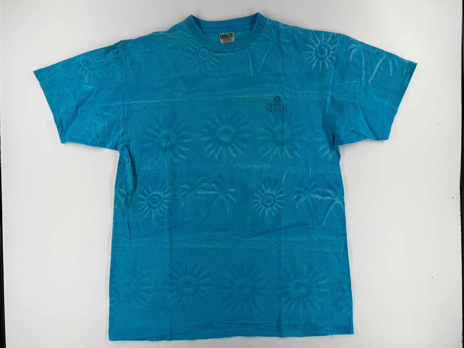 Vintage 90’s AOP Crystal Cruises T-Shirt Blue Size L All Over Print USA