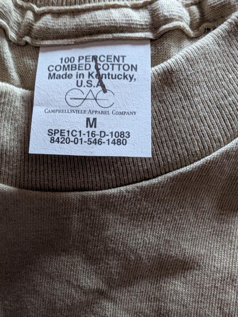 Men’s USGI Army Tan T-Shirt 100% Combed Cotton Unissued (You Will Receive Two(2)