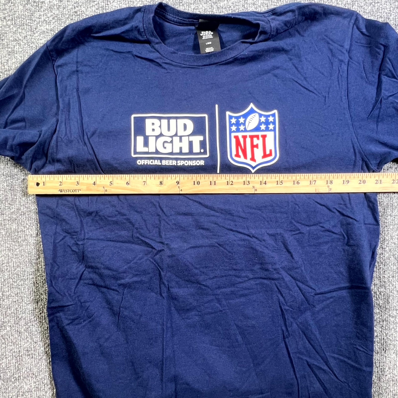 Hanes Perfect T-Shirt Men Large Blue Bud Light Official Beer Sponsor NFL Graphic