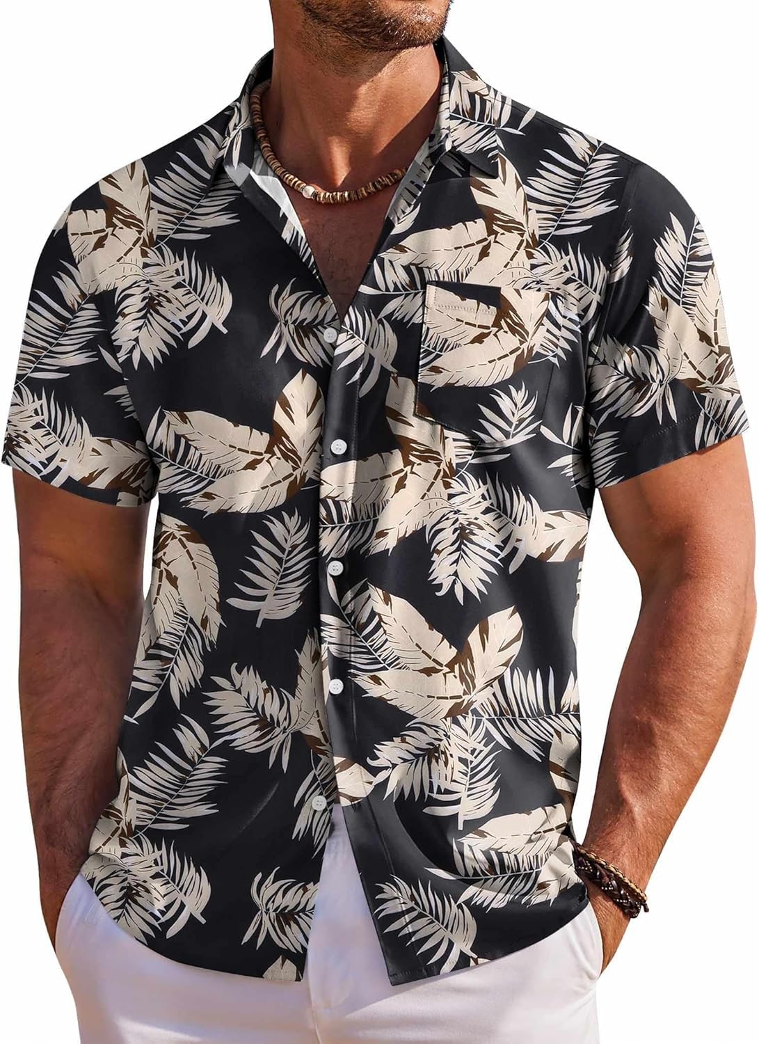 Men’s Hawaiian Shirt Short Sleeve Floral Button Down Tropical Beach Holiday Top