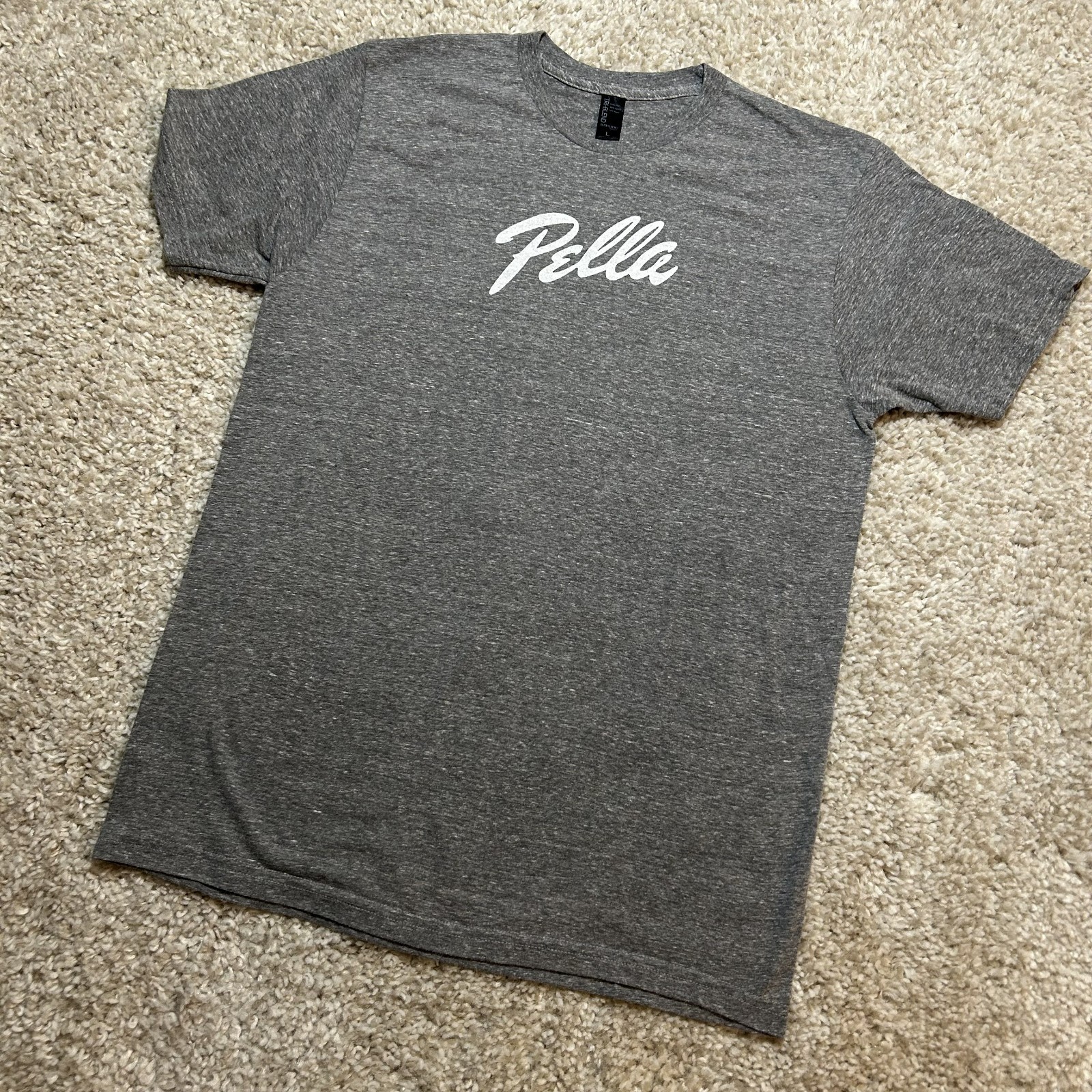 Pella Windows Doors Company Shirt Mens Large Gray Tri Blend Short Sleeve Tee USA