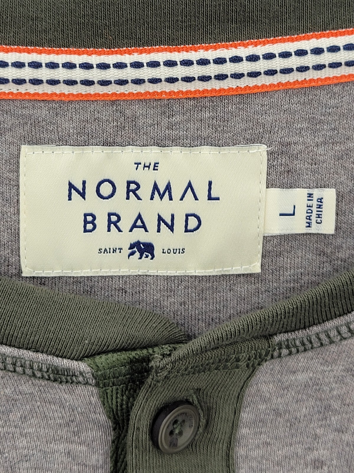 Normal Brand Shirt Mens Large Green Gray Raglan Sleeve Casual Outdoor Cotton