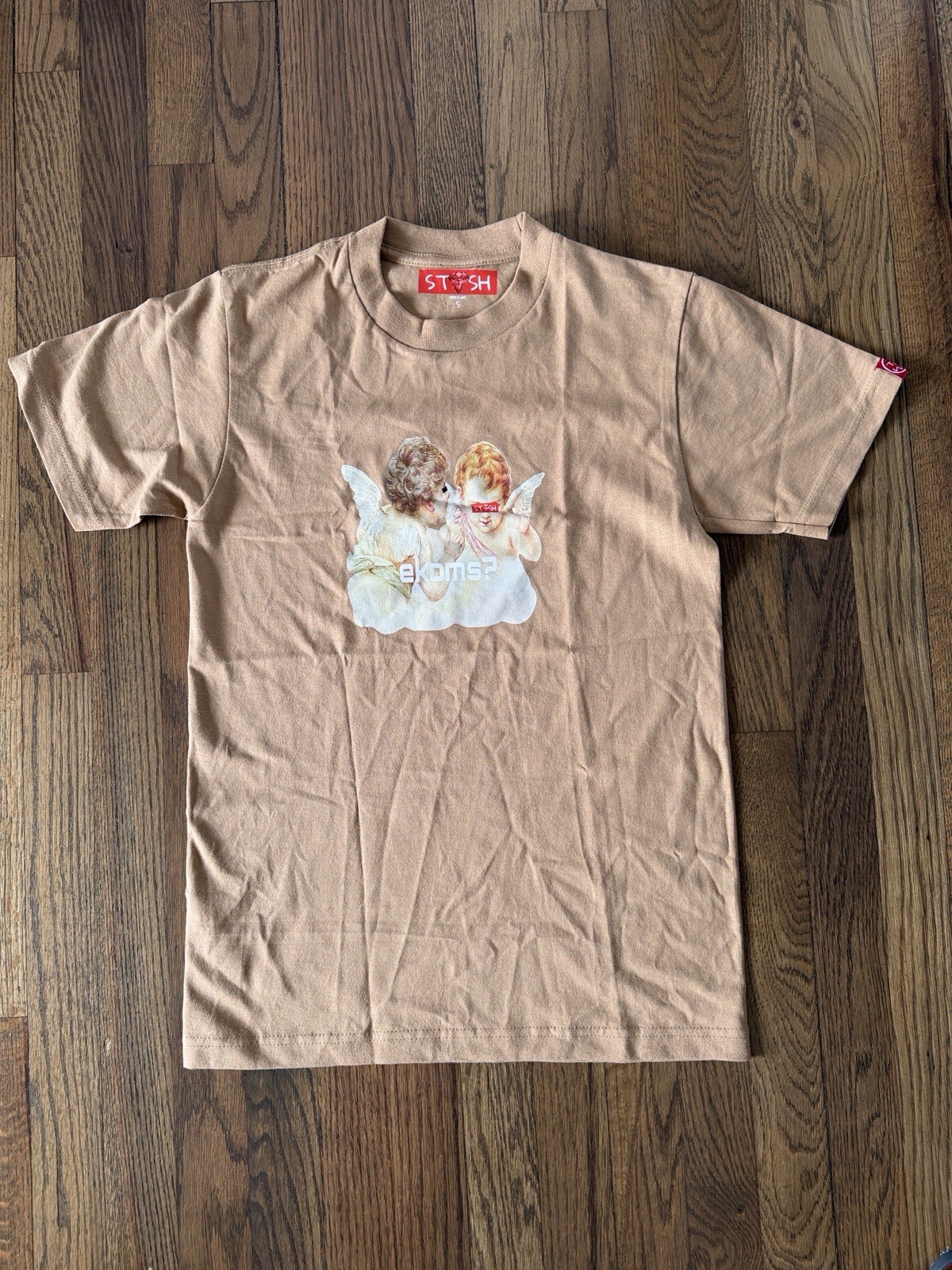 STV$H Unisex Cherub Angel Graphic Tee Tan Made In USA Size S