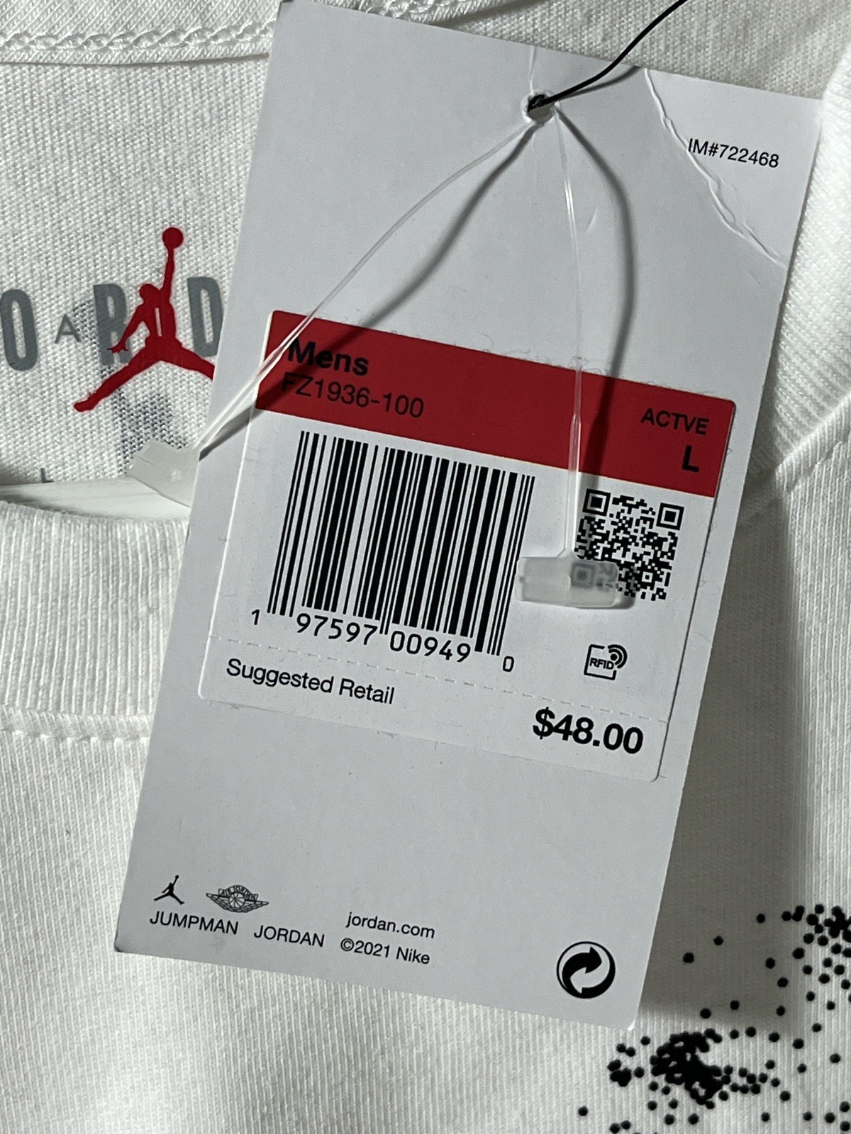 Jordan T Shirt Size Large Mens White MJ Dot Graphic $48