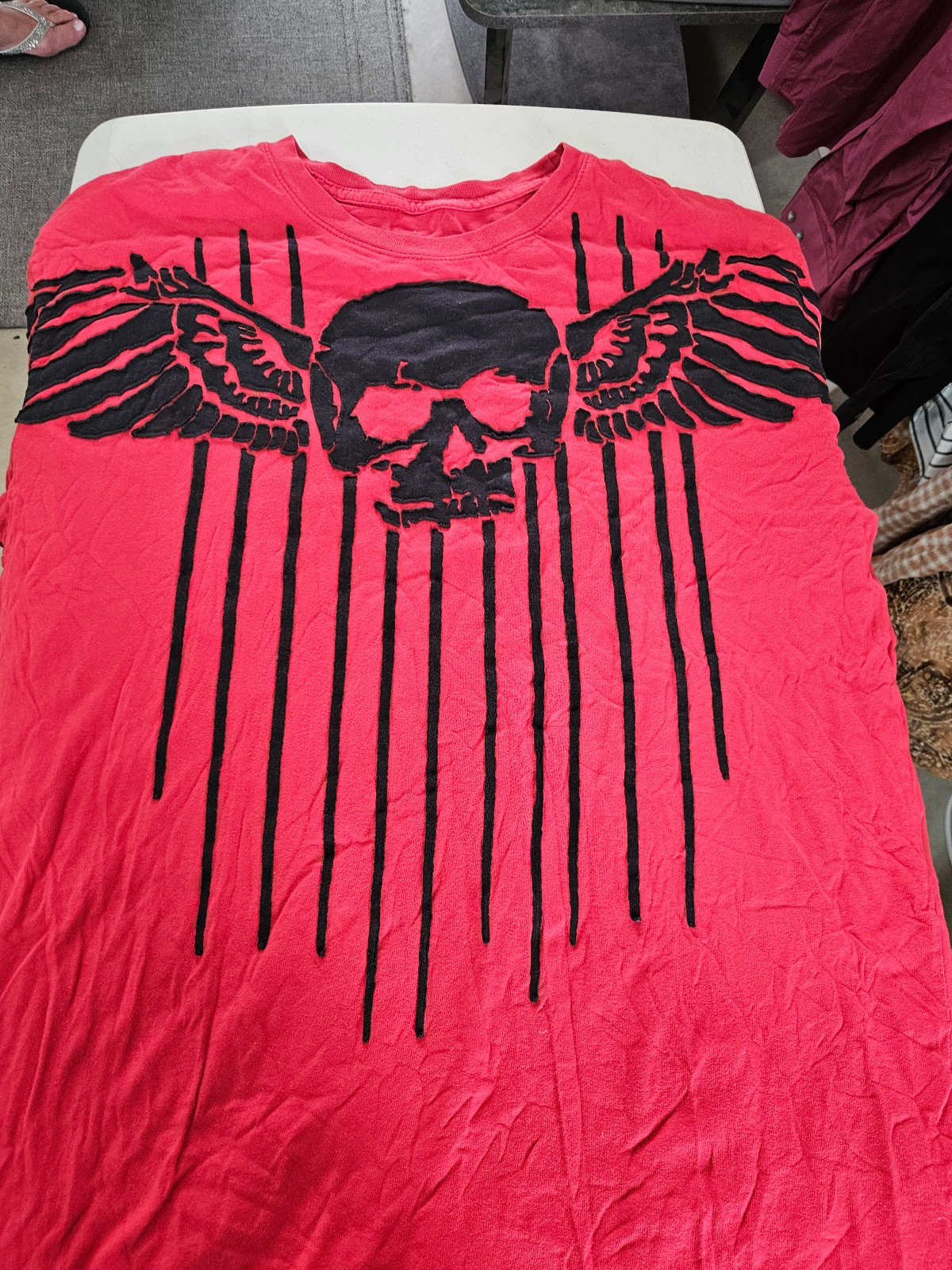 AFFLICTION VINTAGE RARE T-SHIRT AUTHENTIC EMBROIDERED CLOTH SKULL SIZE XL NWOT