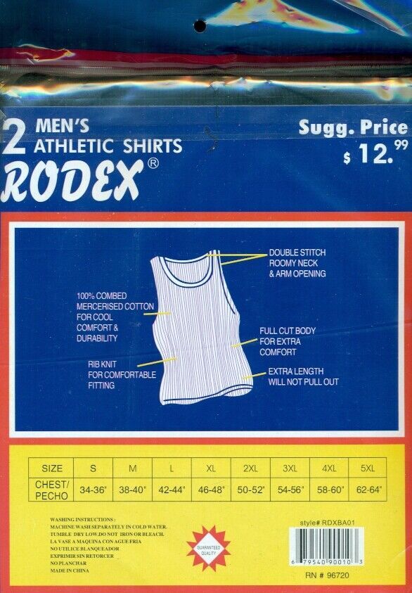 6 Packs Men’s White/Black A-Shirts, “100% Cotton TANK TOP “