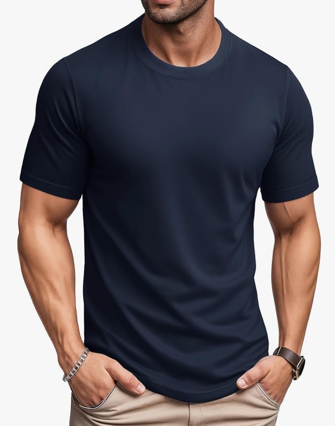 QUINCE Mens Crew Casual Basic 100% Cotton T-Shirt Tee Black White Navy 1-3 Pack