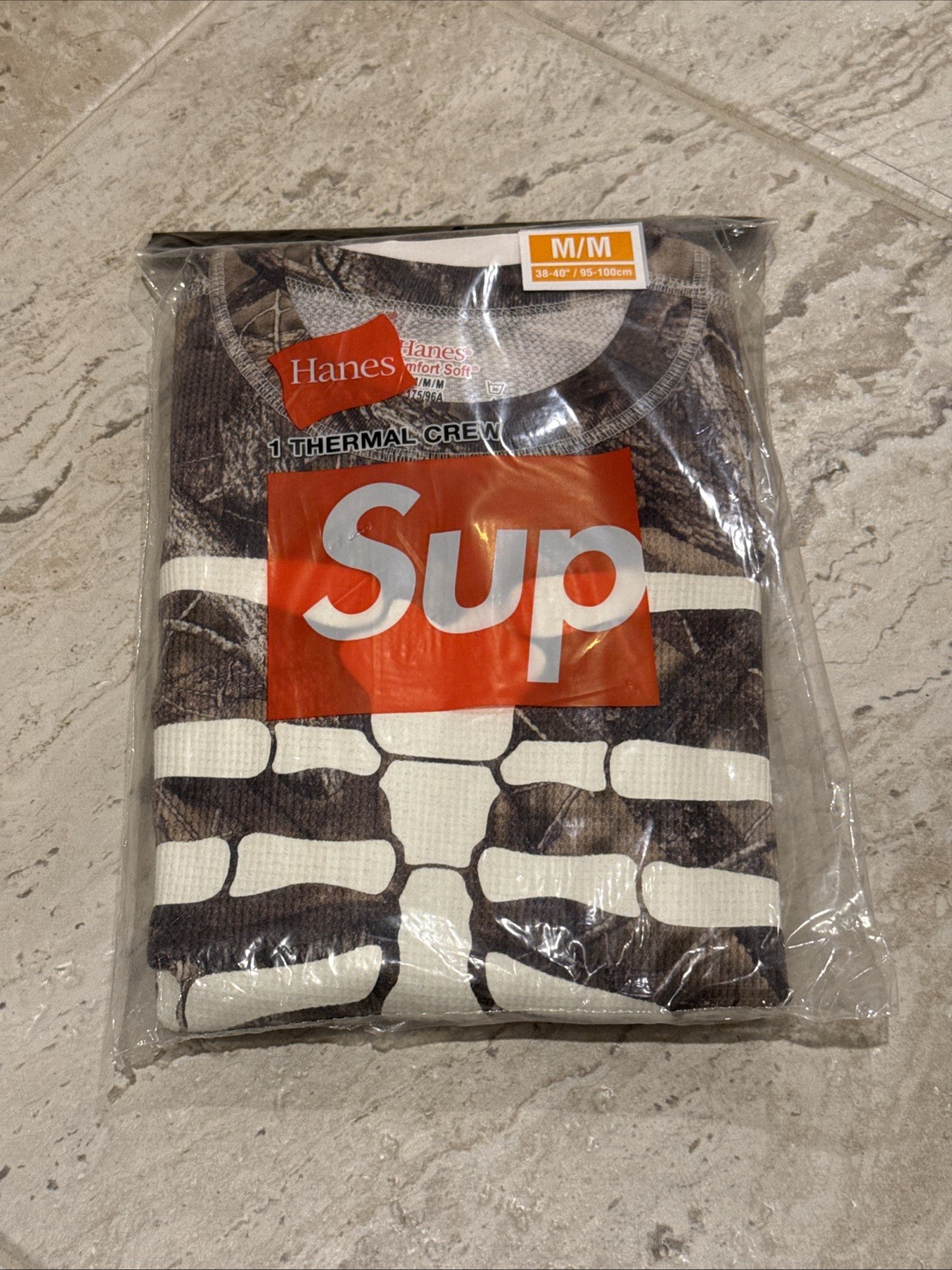 Supreme Hanes Bones Thermal Crew (1 Pack) Size M Woodland Camo