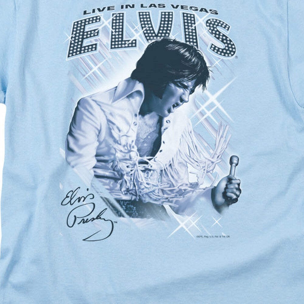Elvis Presley Blue Vegas Licensed Adult Unisex T-Shirt Regular Fit Tee SM-3X